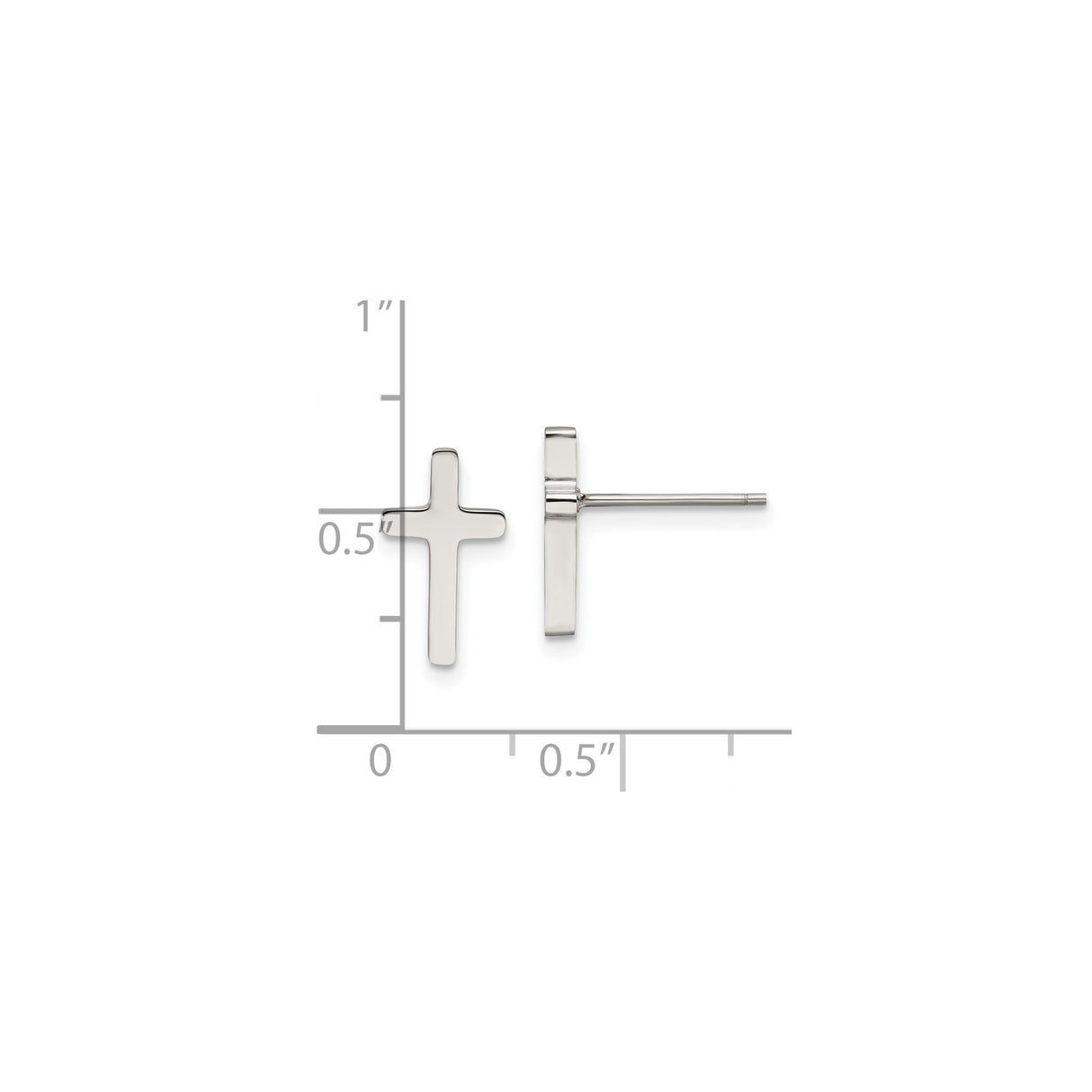 Stainless Steel Cross Stud Earrings, Polished Minimalist Design