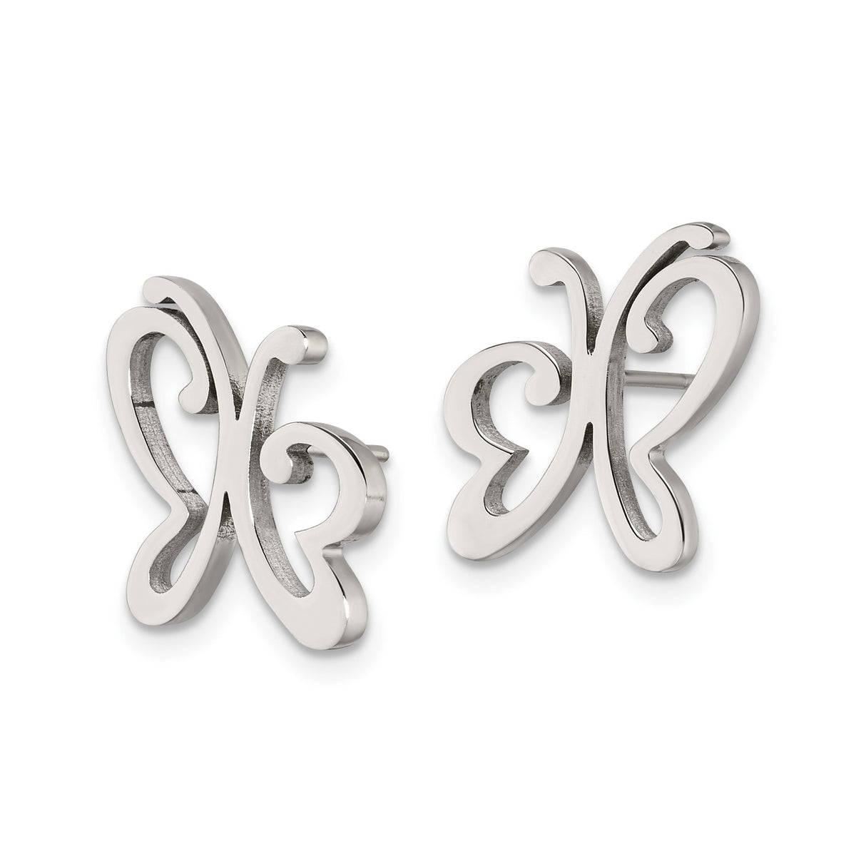 Stainless Steel Butterfly Stud Earrings with Cutout Design, Lightweight and Hypoallergenic