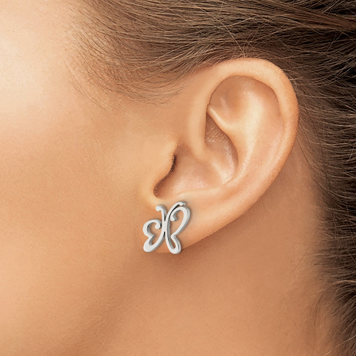 Stainless Steel Butterfly Stud Earrings with Cutout Design, Lightweight and Hypoallergenic