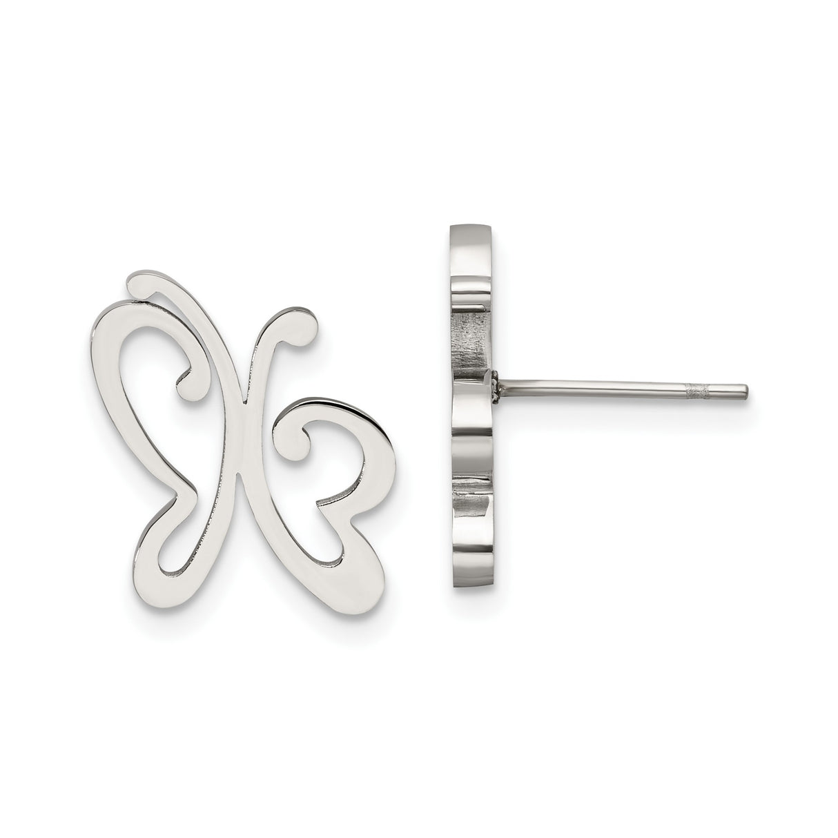 Stainless Steel Butterfly Stud Earrings with Cutout Design, Lightweight and Hypoallergenic