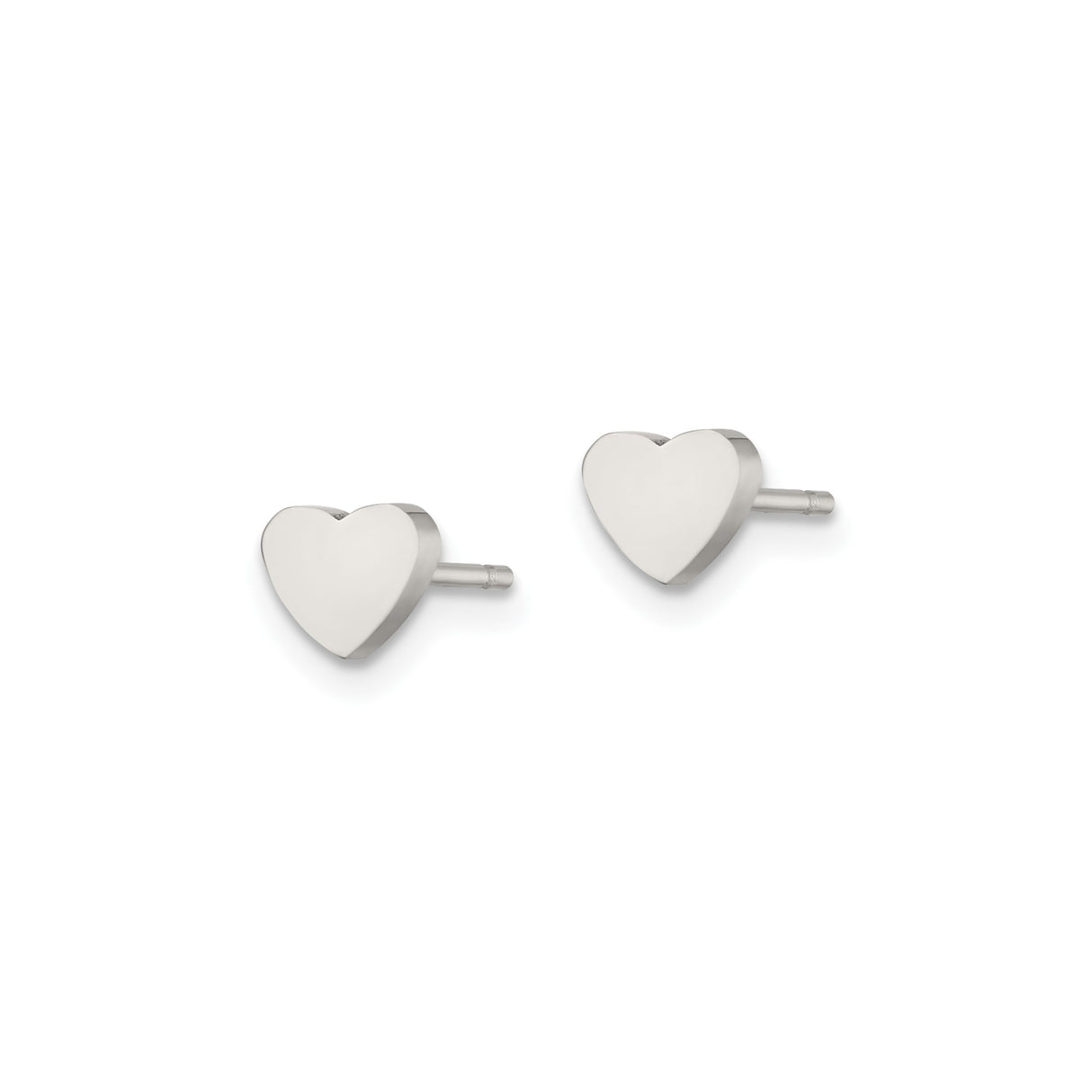 Stainless Steel Heart Stud Earrings, Minimalist Polished Design, Hypoallergenic for Women