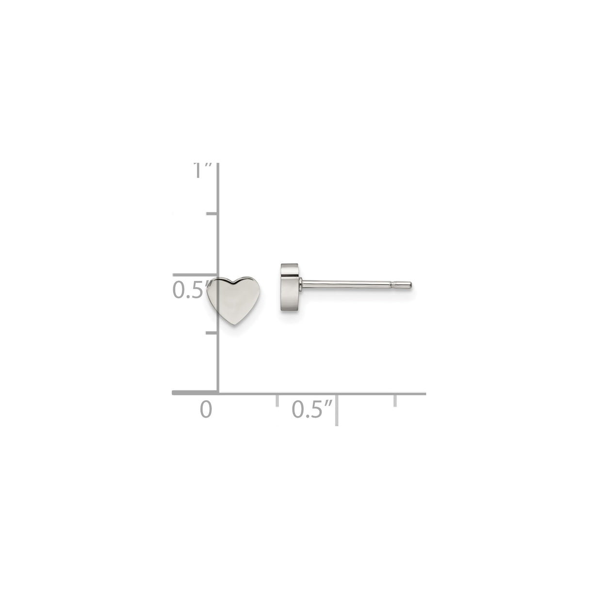 Stainless Steel Heart Stud Earrings, Minimalist Polished Design, Hypoallergenic for Women