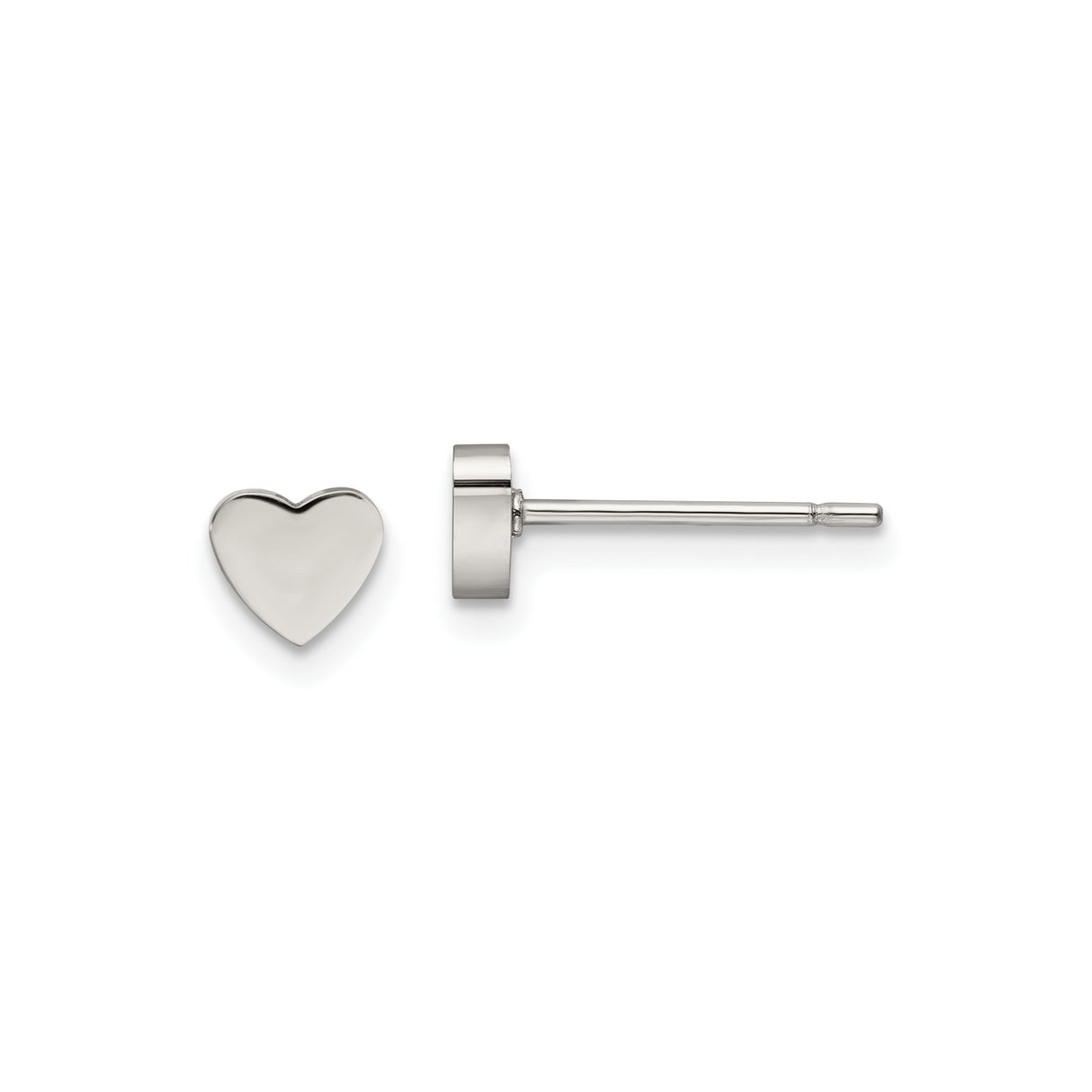 Stainless Steel Heart Stud Earrings, Minimalist Polished Design, Hypoallergenic for Women