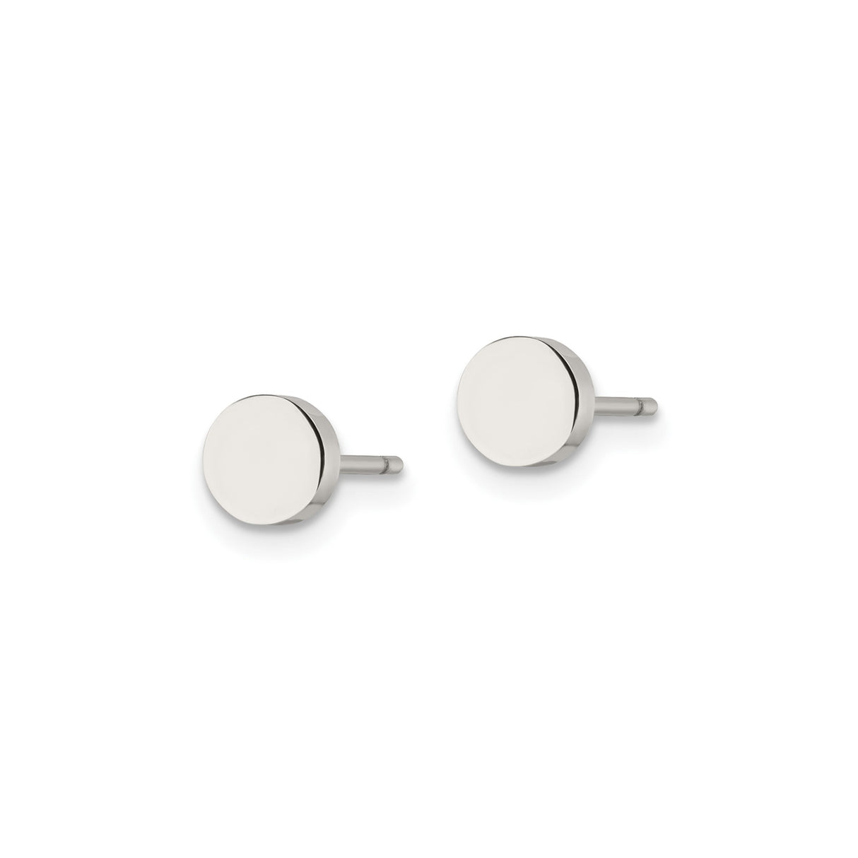 Stainless Steel Stud Earrings with Flat Round Polished Disc Design, Unisex and Hypoallergenic