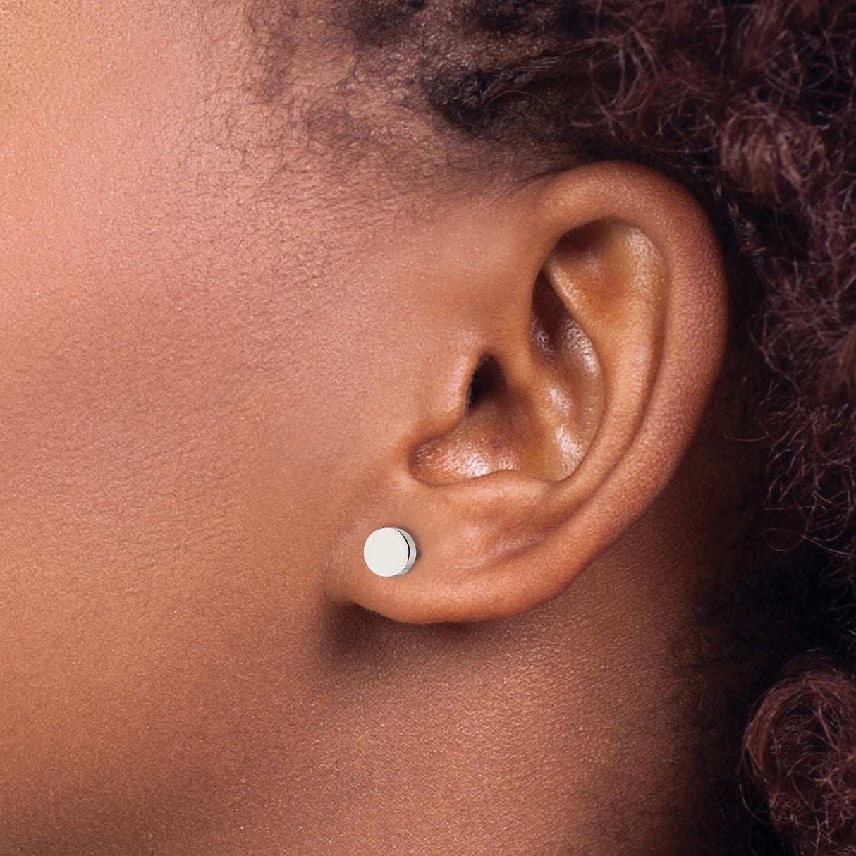 Stainless Steel Stud Earrings with Flat Round Polished Disc Design, Unisex and Hypoallergenic