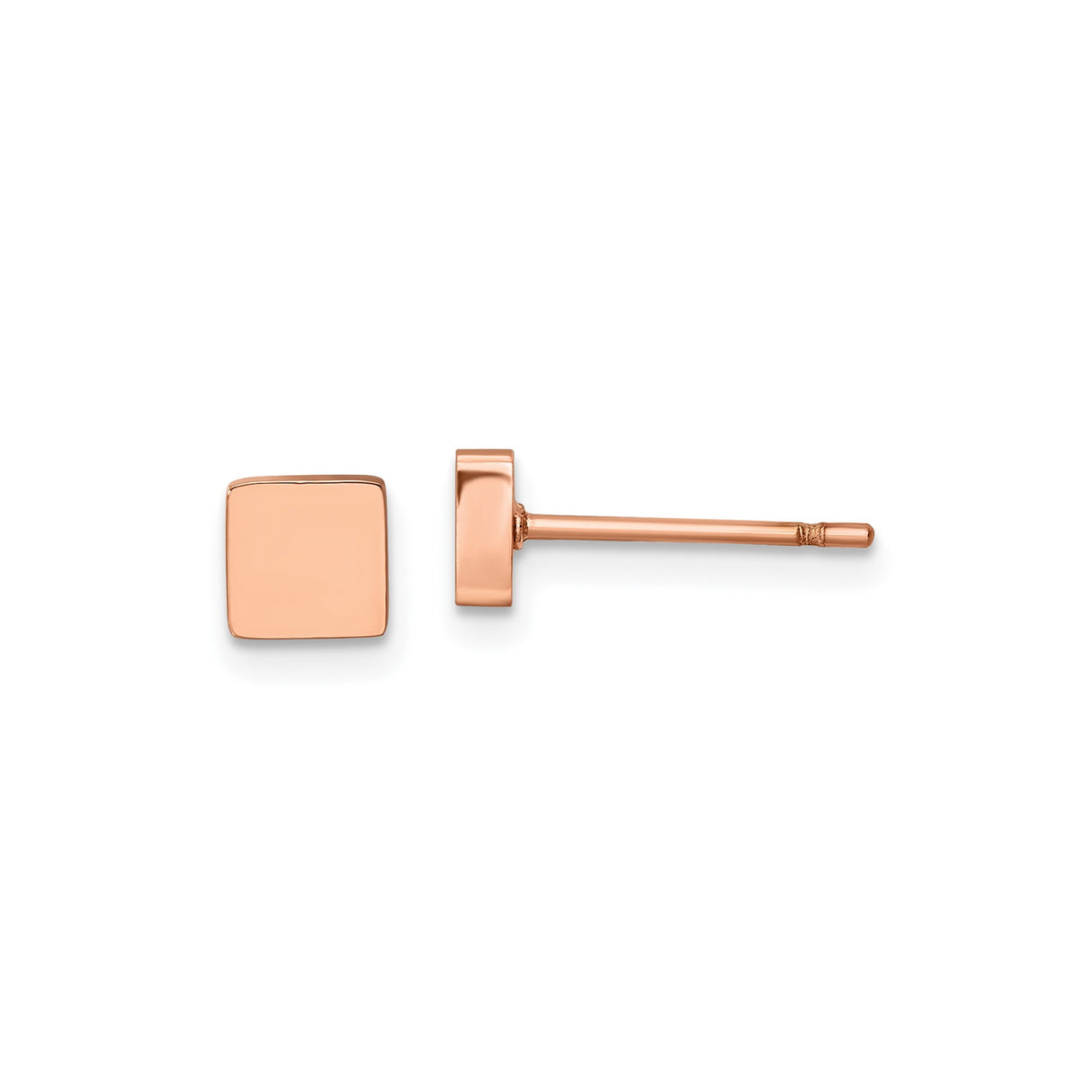 316 Stainless Steel Square Stud Earrings, Rose Gold Tone, Minimalist Geometric Unisex Design