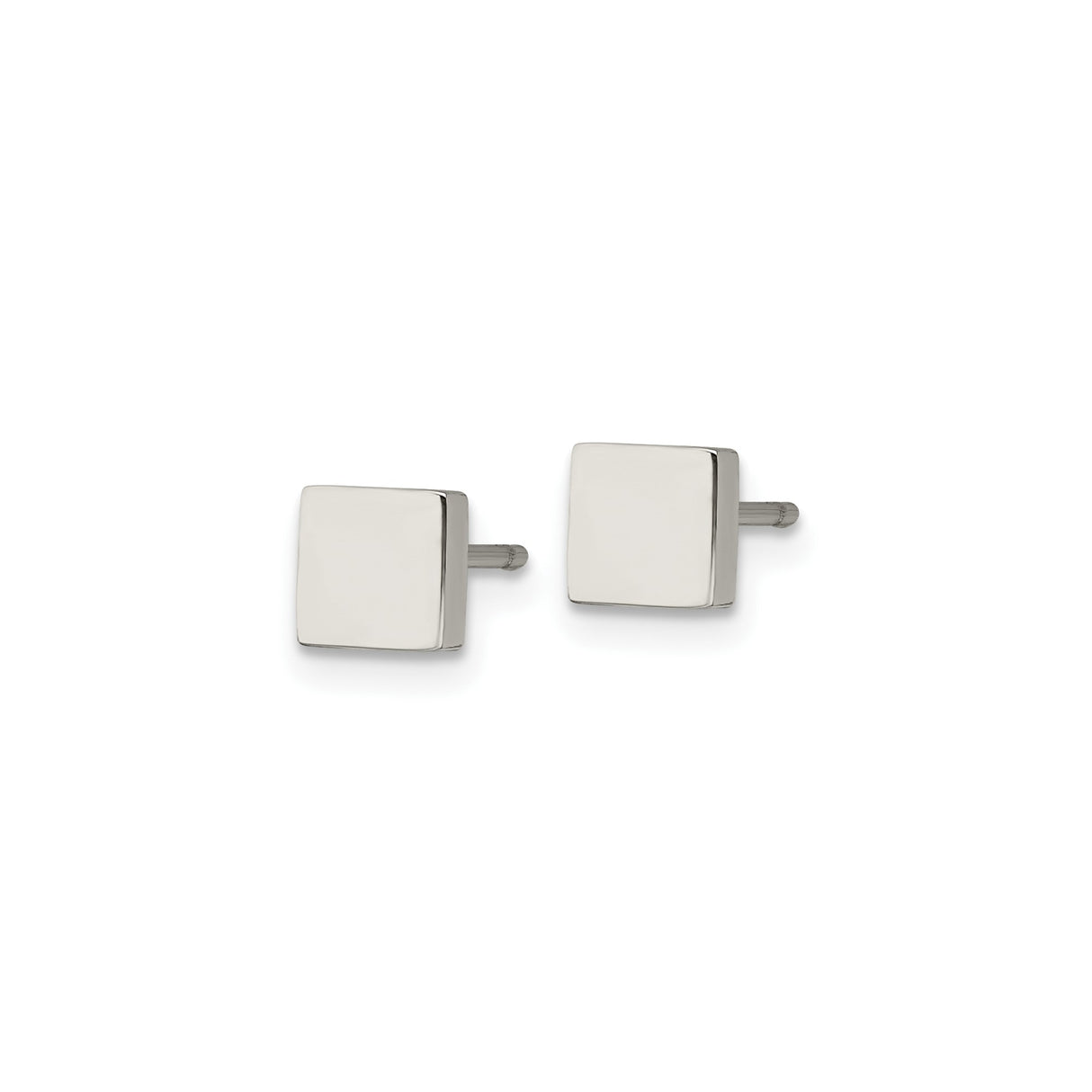 Stainless Steel Square Stud Earrings, Polished Minimalist Geometric Design, Unisex Hypoallergenic Style