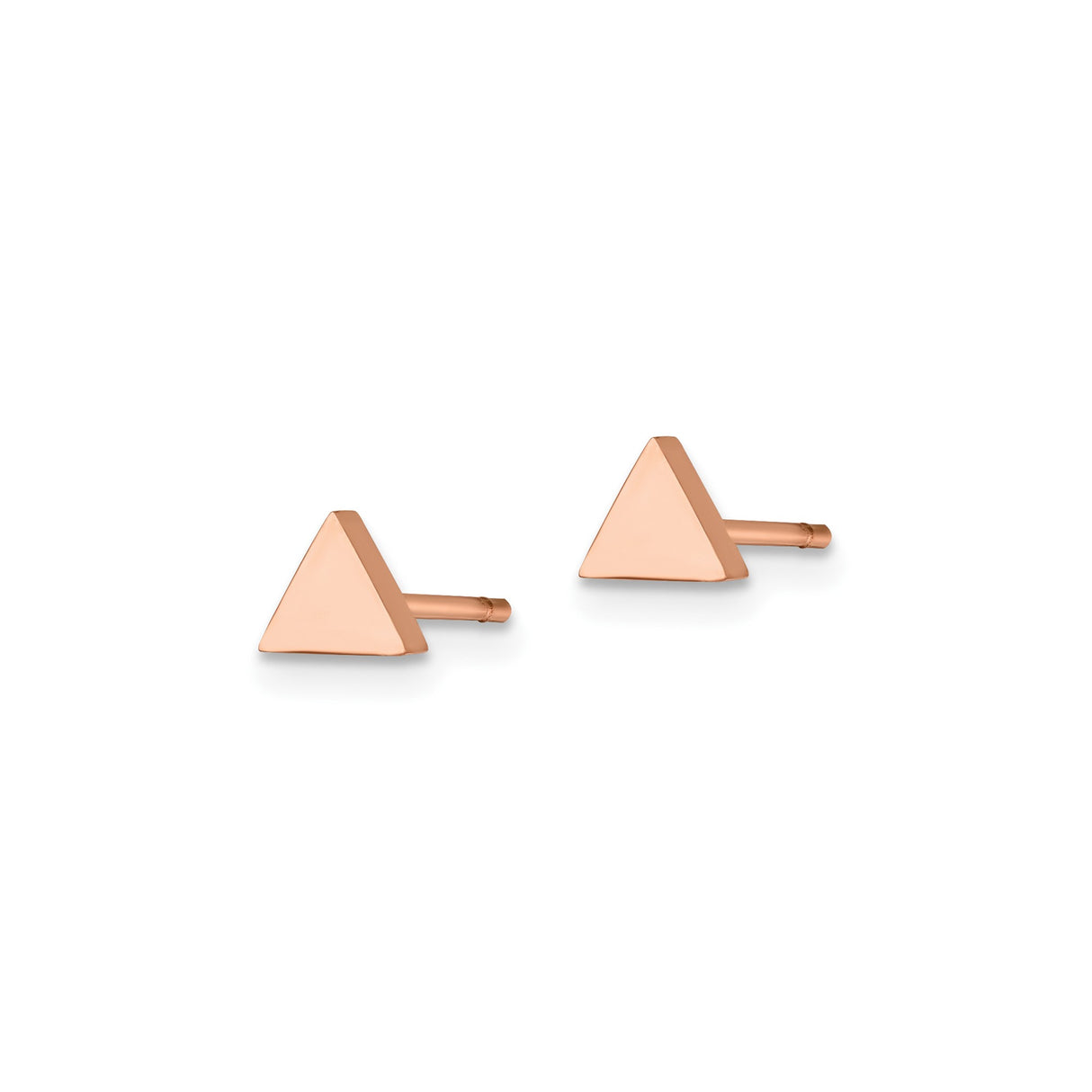 Stainless Steel Triangle Stud Earrings, Rose Gold Minimalist Geometric Design