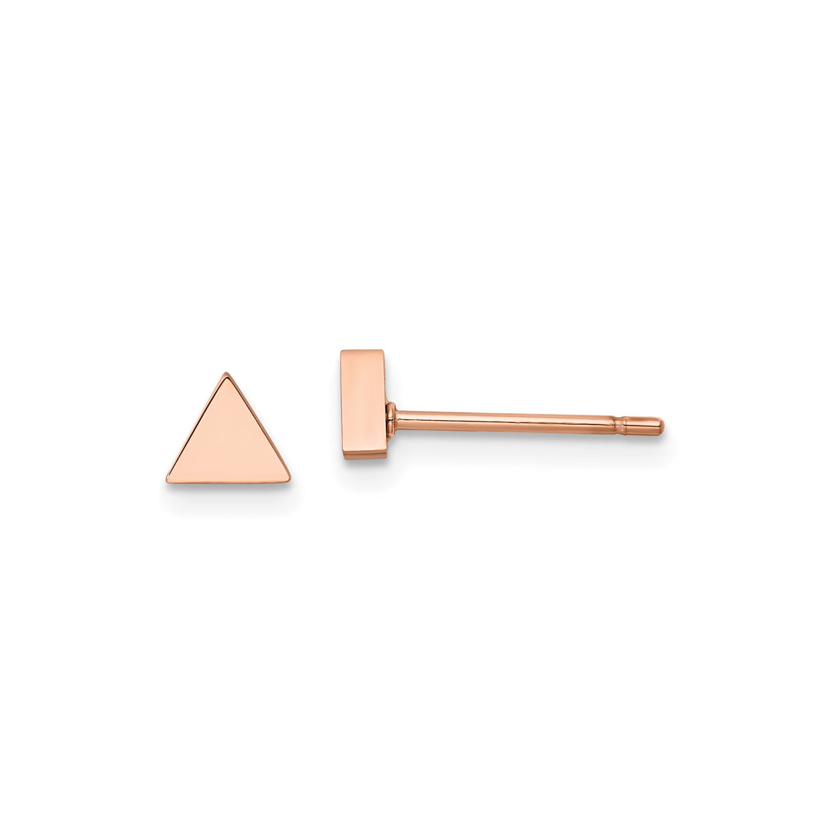 Stainless Steel Triangle Stud Earrings, Rose Gold Minimalist Geometric Design