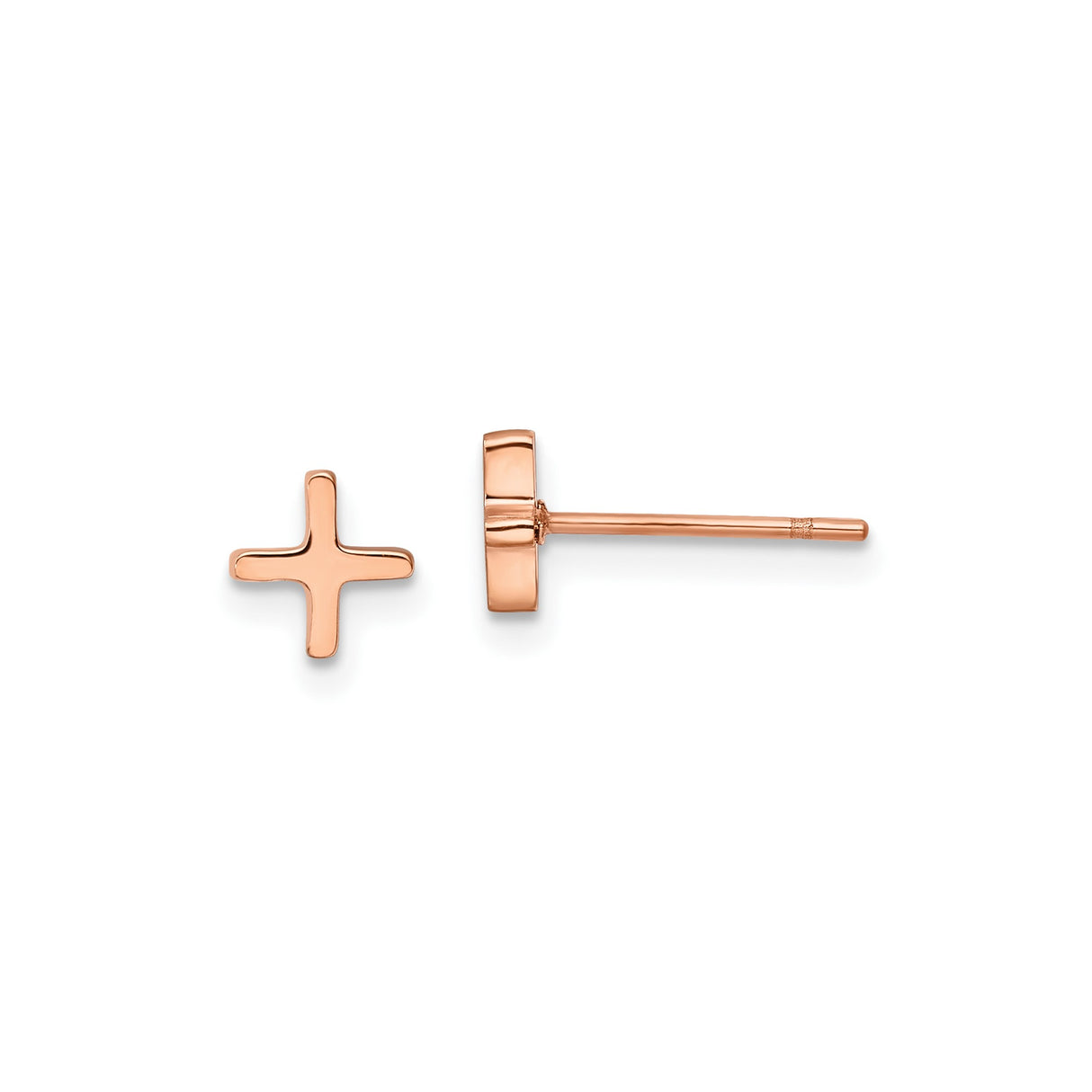 316 Stainless Steel Cross Stud Earrings, Rose Gold Tone, Minimalist Religious Jewelry for Women