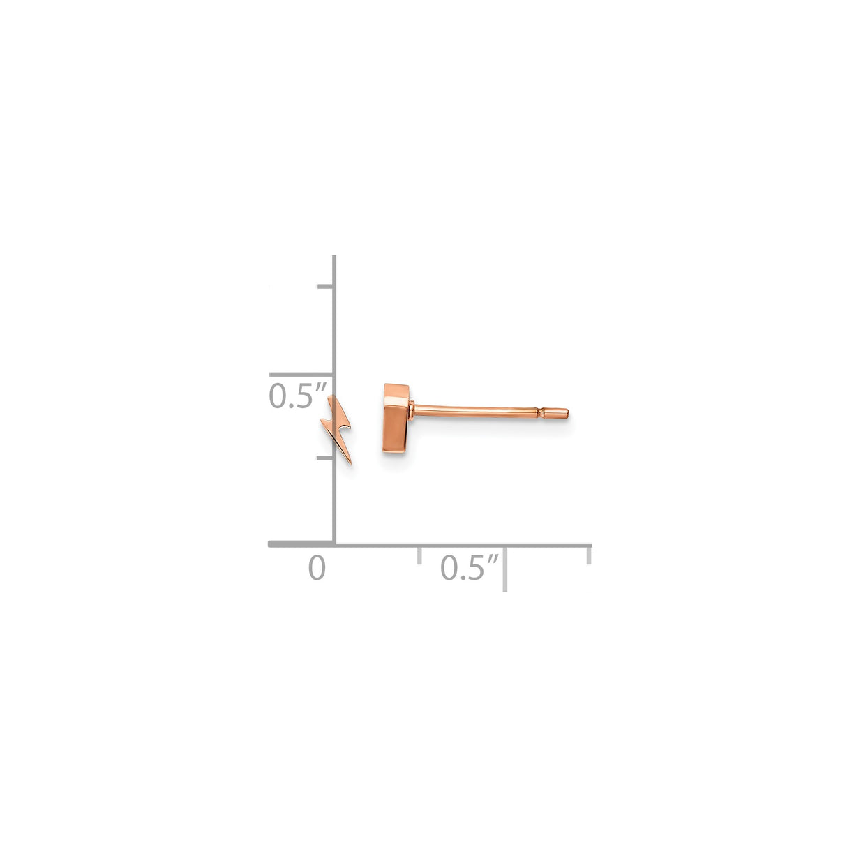316 Stainless Steel Lightning Bolt Stud Earrings, Rose Gold-Tone, Unisex Edgy Style