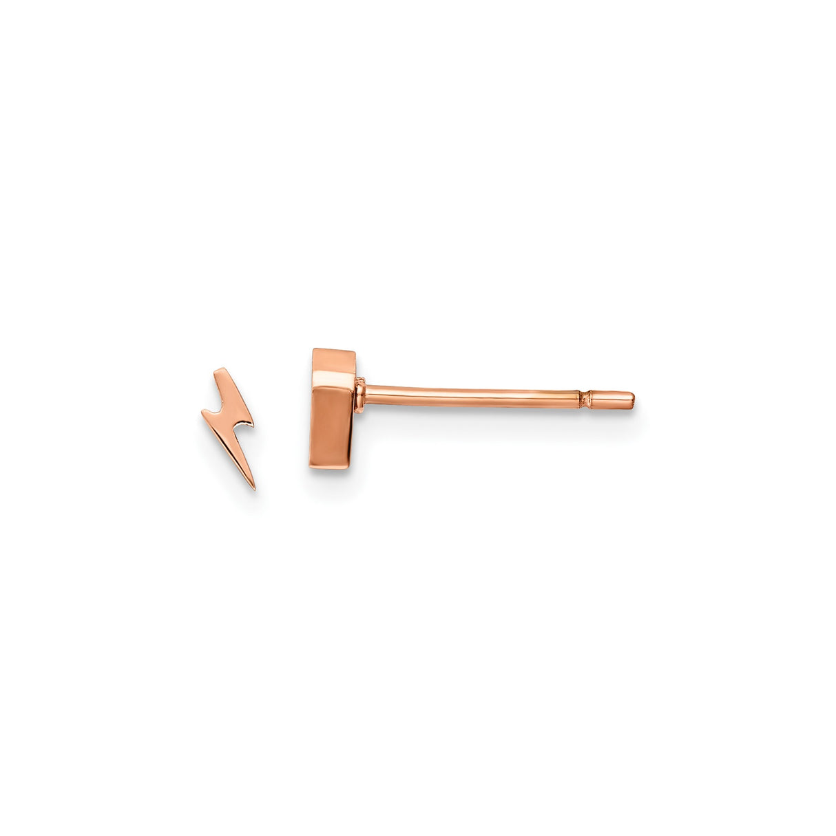 316 Stainless Steel Lightning Bolt Stud Earrings, Rose Gold-Tone, Unisex Edgy Style