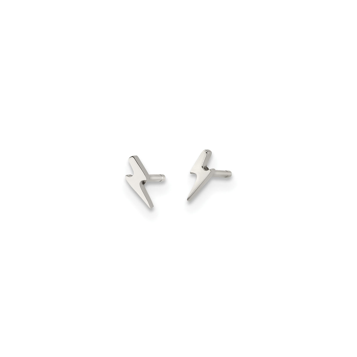 Stainless Steel Lightning Bolt Stud Earring, Minimalist Power Symbol, Unisex Punk Style