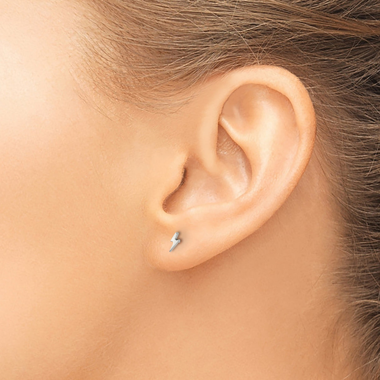 Stainless Steel Lightning Bolt Stud Earring, Minimalist Power Symbol, Unisex Punk Style