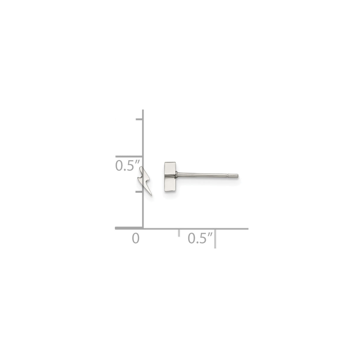 Stainless Steel Lightning Bolt Stud Earring, Minimalist Power Symbol, Unisex Punk Style