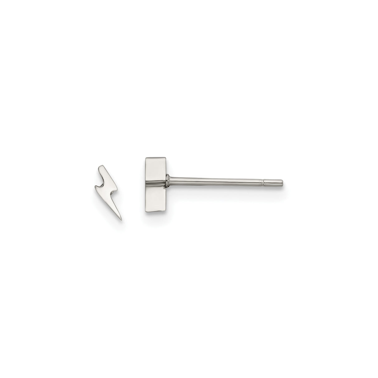 Stainless Steel Lightning Bolt Stud Earring, Minimalist Power Symbol, Unisex Punk Style
