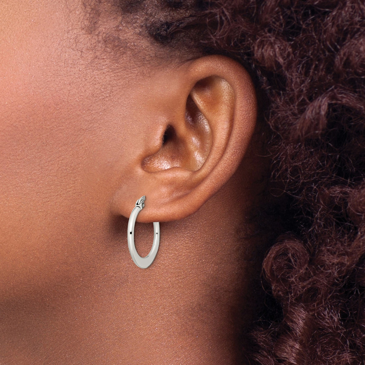 Stainless Steel Hoop Earrings, Lightweight Polished Round Design, Minimalist Modern Style