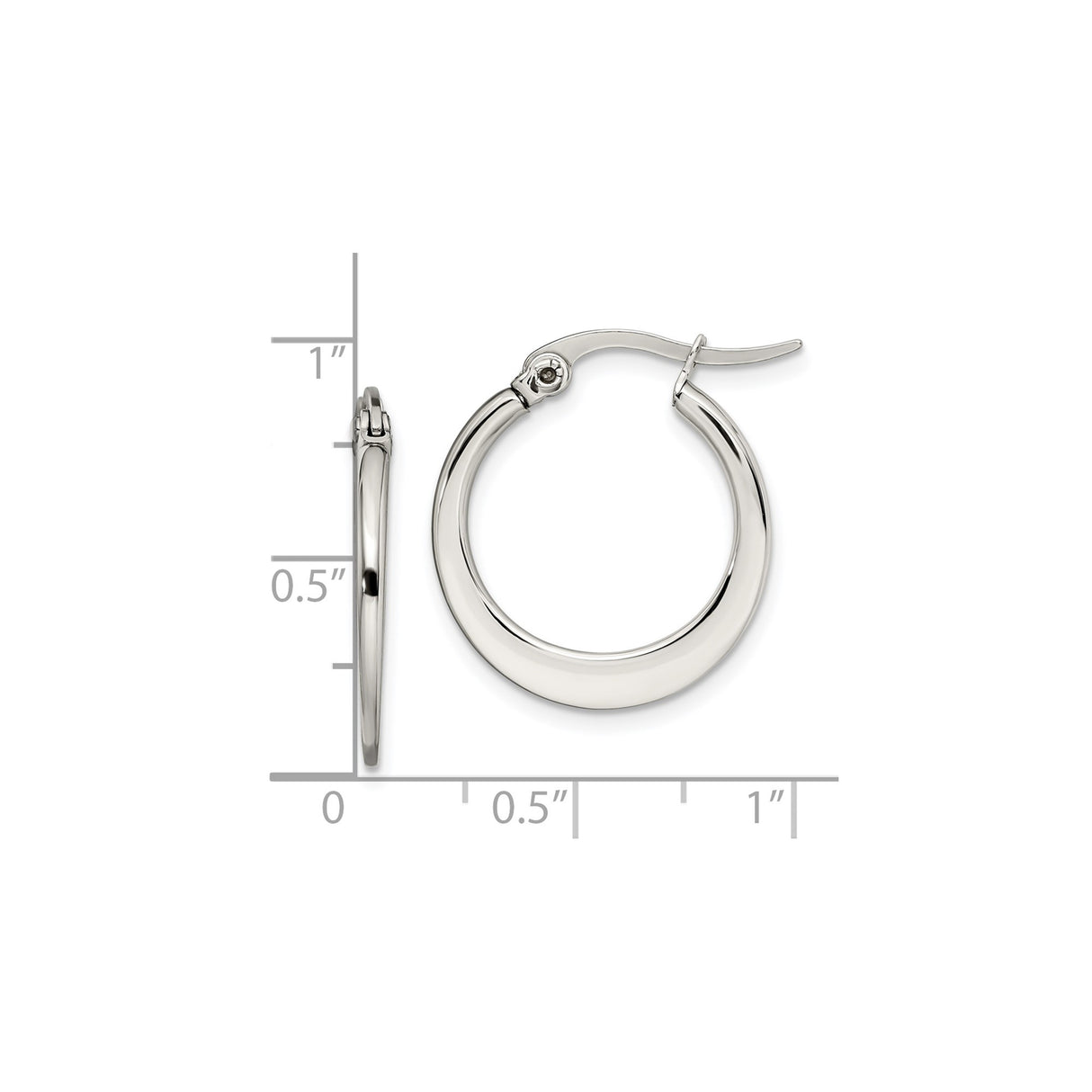 Stainless Steel Hoop Earrings, Lightweight Polished Round Design, Minimalist Modern Style