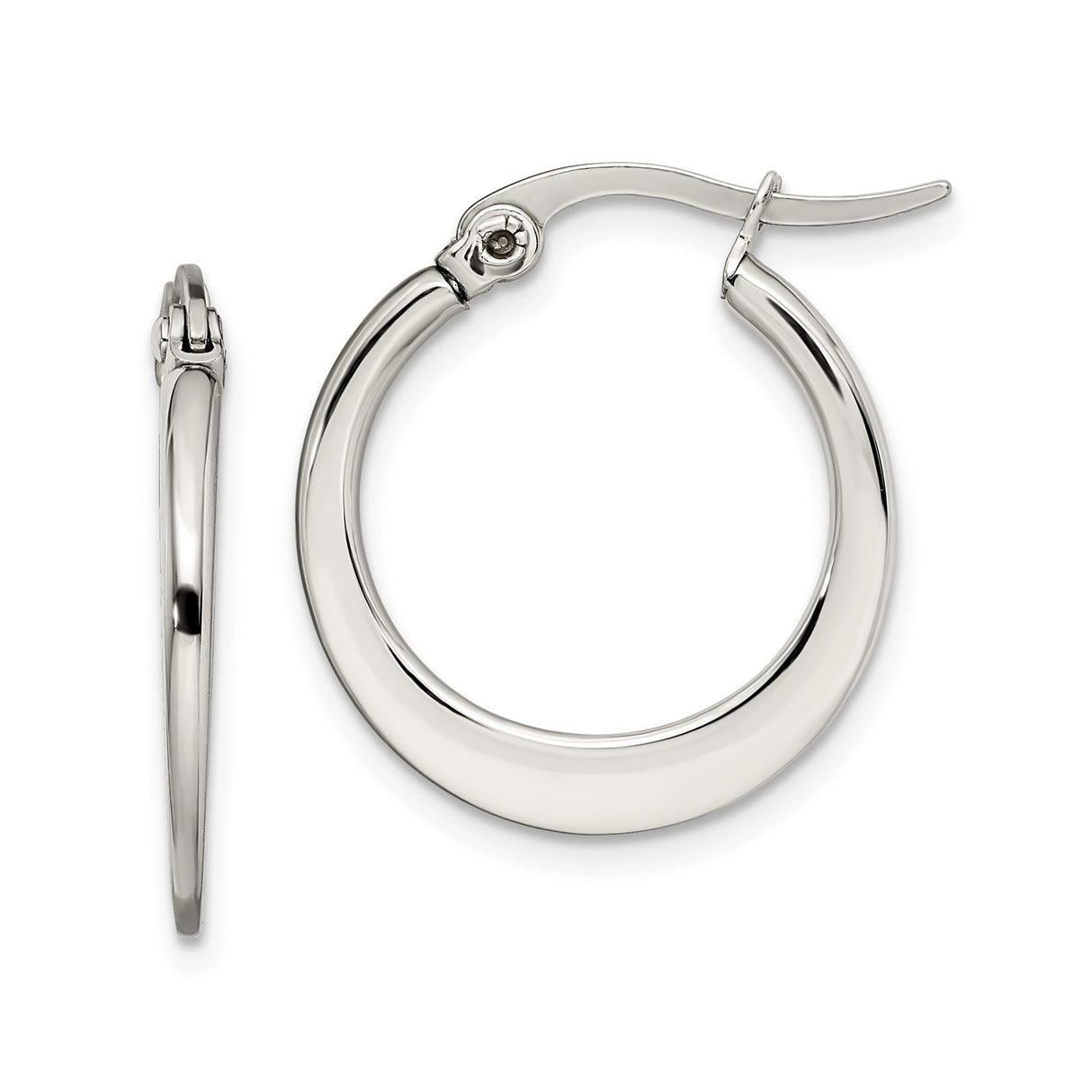 Stainless Steel Hoop Earrings, Lightweight Polished Round Design, Minimalist Modern Style