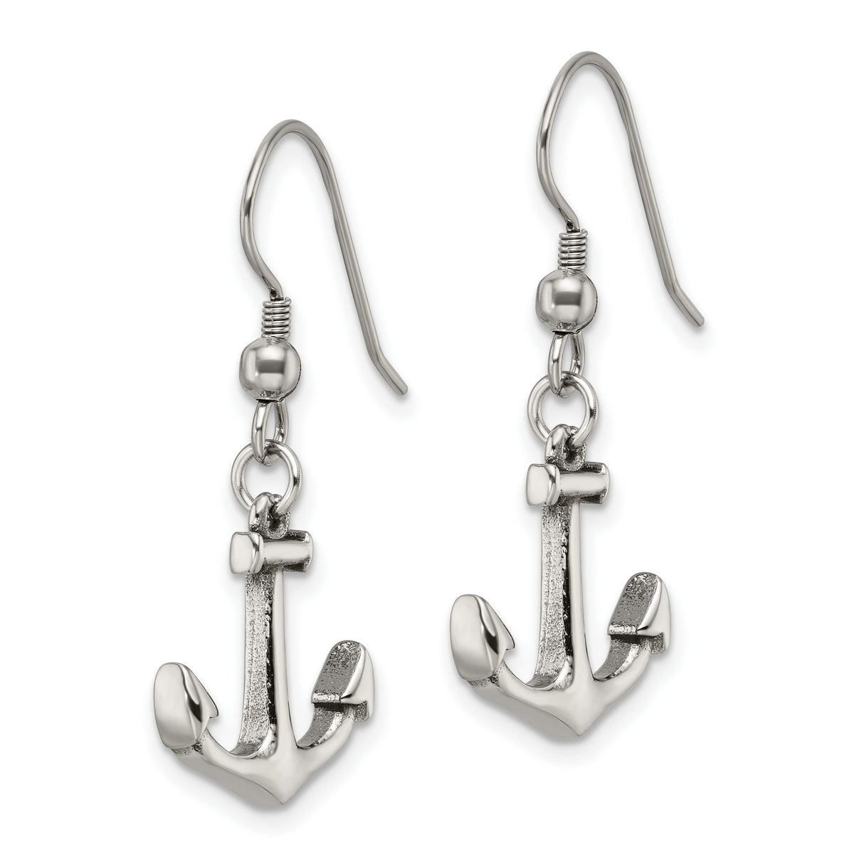 Stainless Steel Anchor Dangle Earrings, Nautical Coastal Theme for Women