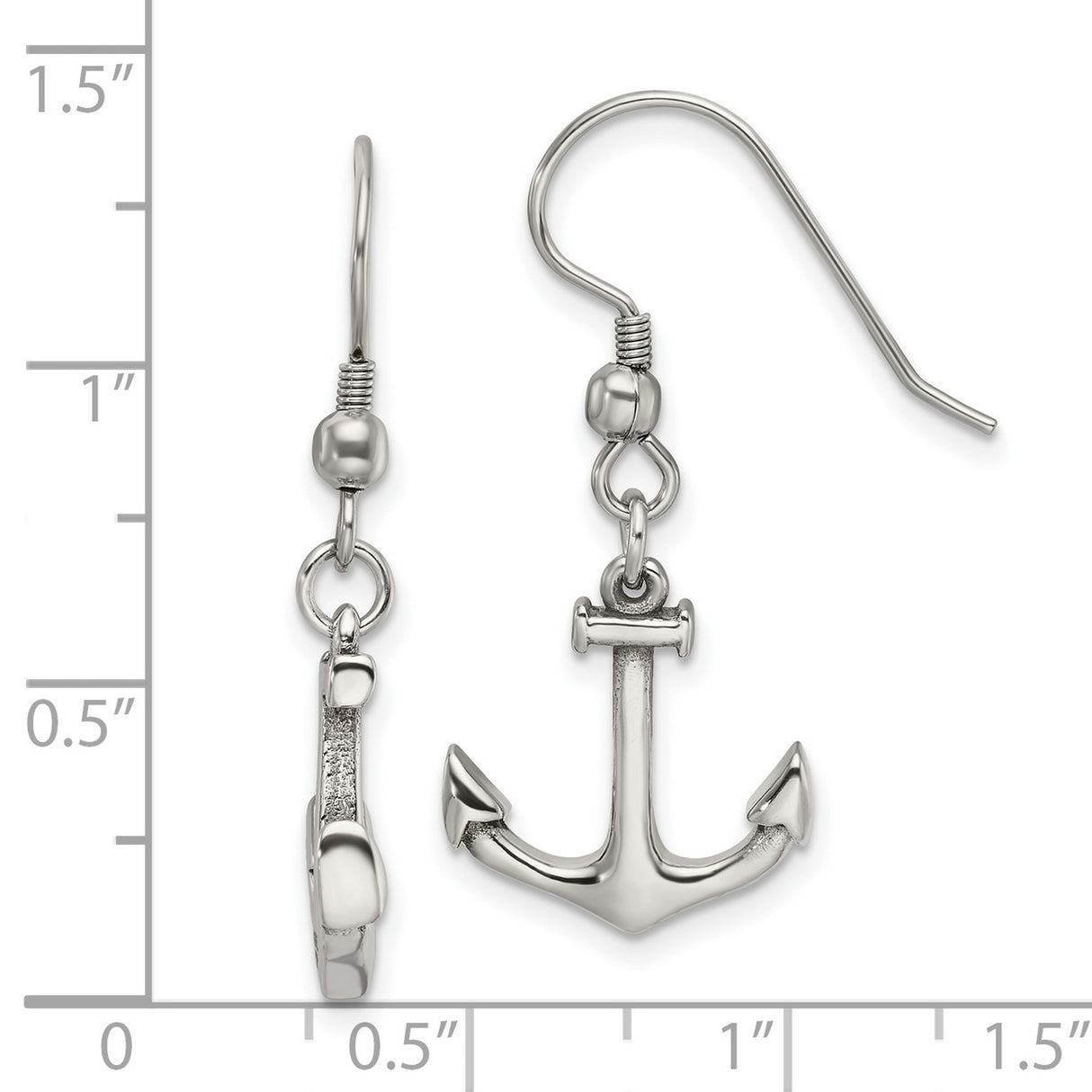 Stainless Steel Anchor Dangle Earrings, Nautical Coastal Theme for Women