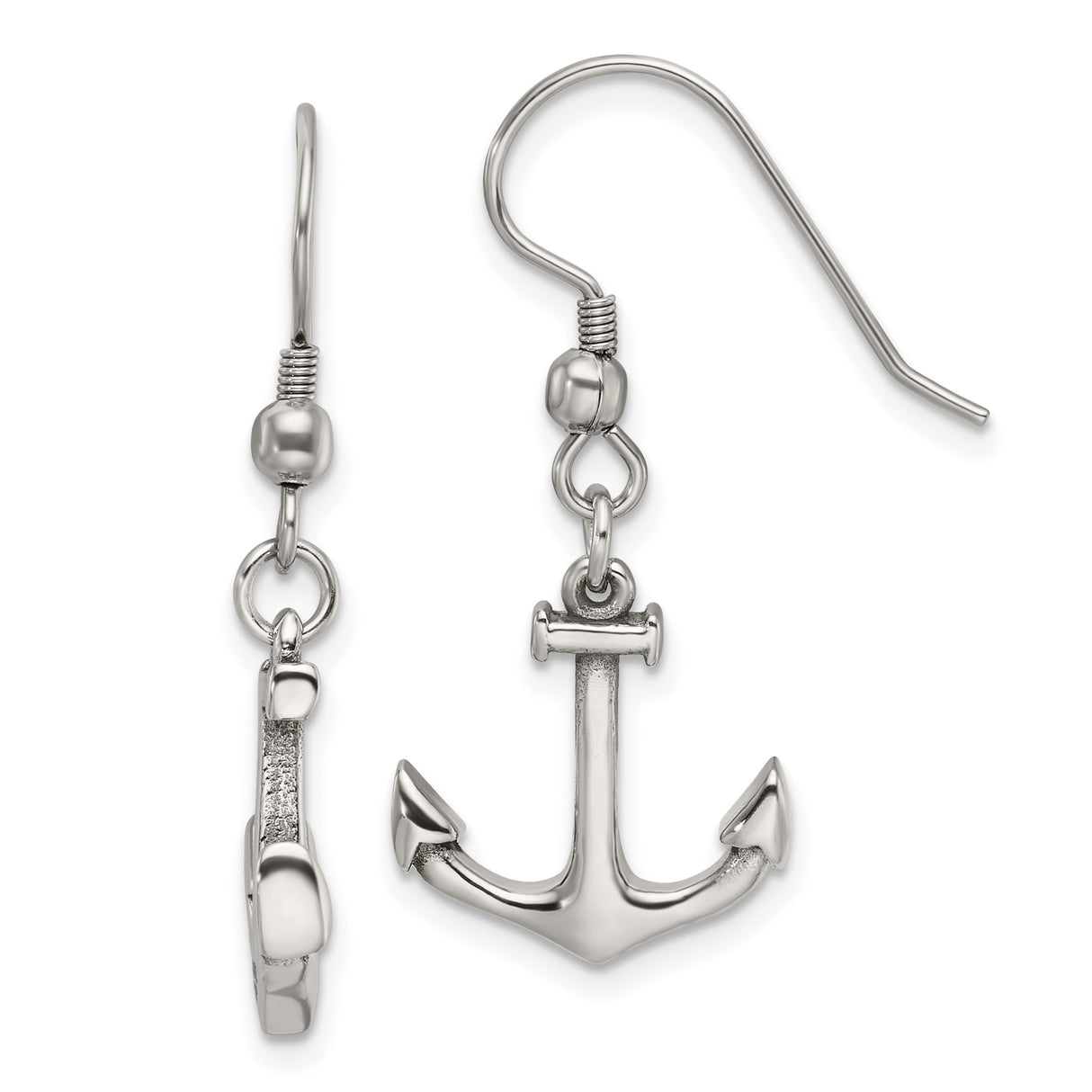 Stainless Steel Anchor Dangle Earrings, Nautical Coastal Theme for Women