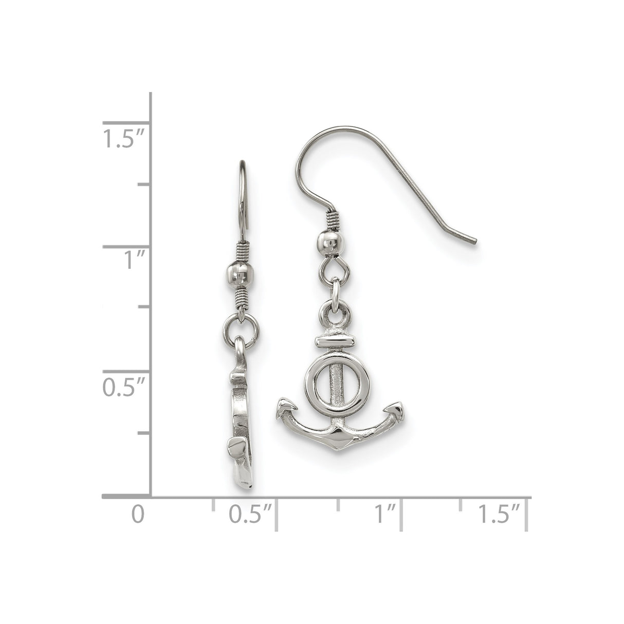 Stainless Steel Anchor Dangle Earrings, Nautical Charm Design for Women
