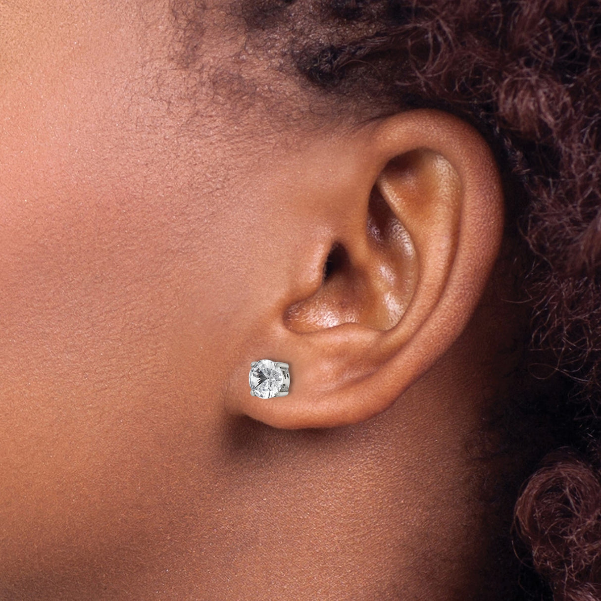 Stainless Steel Stud Earrings with Cubic Zirconia, Round Cut, Unisex Minimalist Style