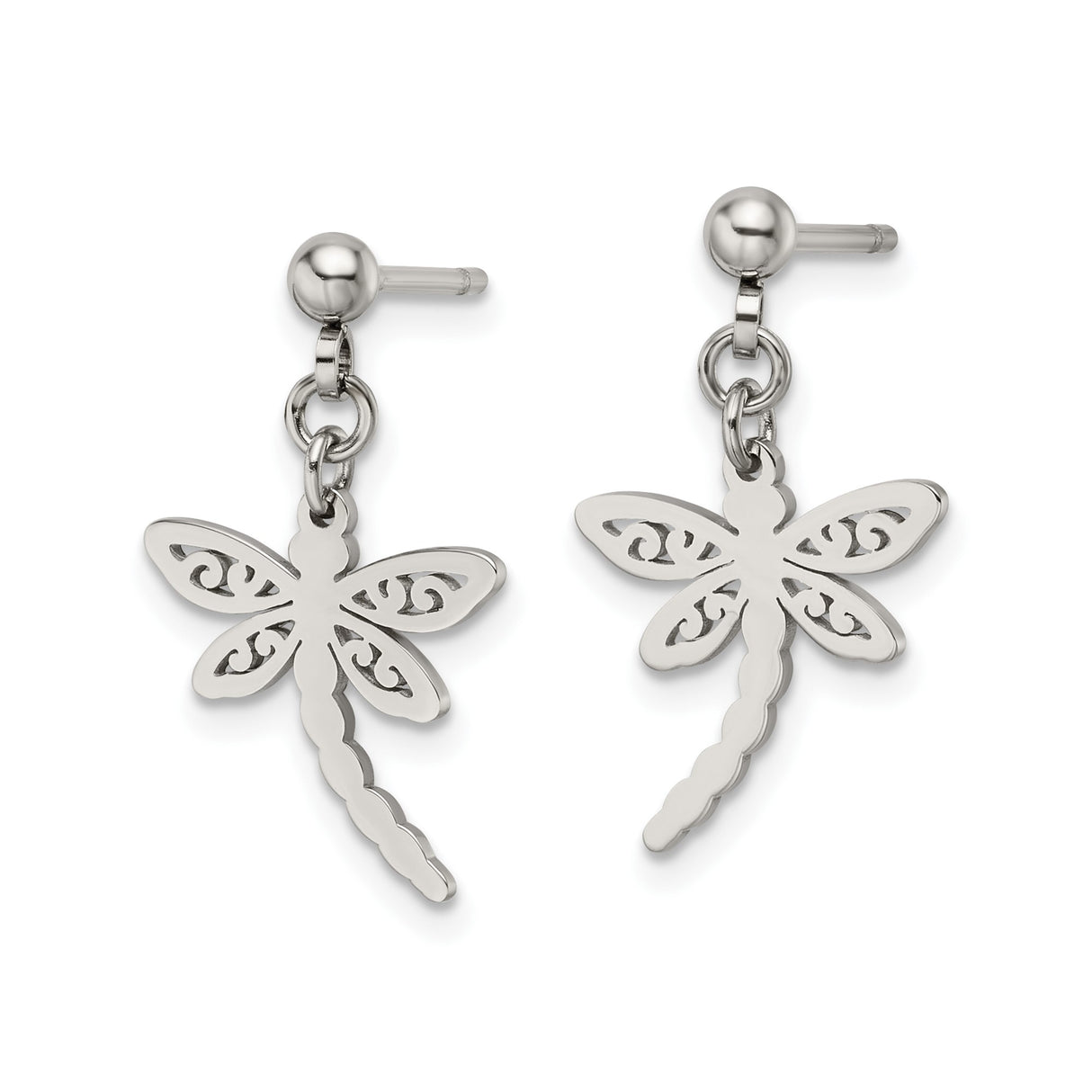 Stainless Steel Dangle Earrings with Cutout Dragonfly Design, Boho Nature-Inspired Style for Women