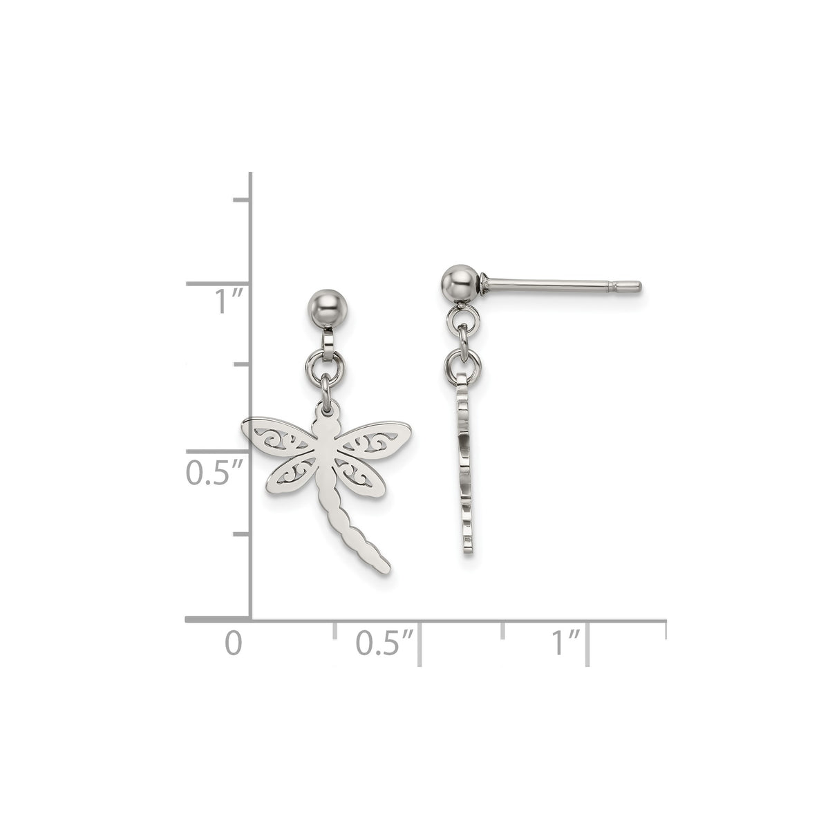 Stainless Steel Dangle Earrings with Cutout Dragonfly Design, Boho Nature-Inspired Style for Women