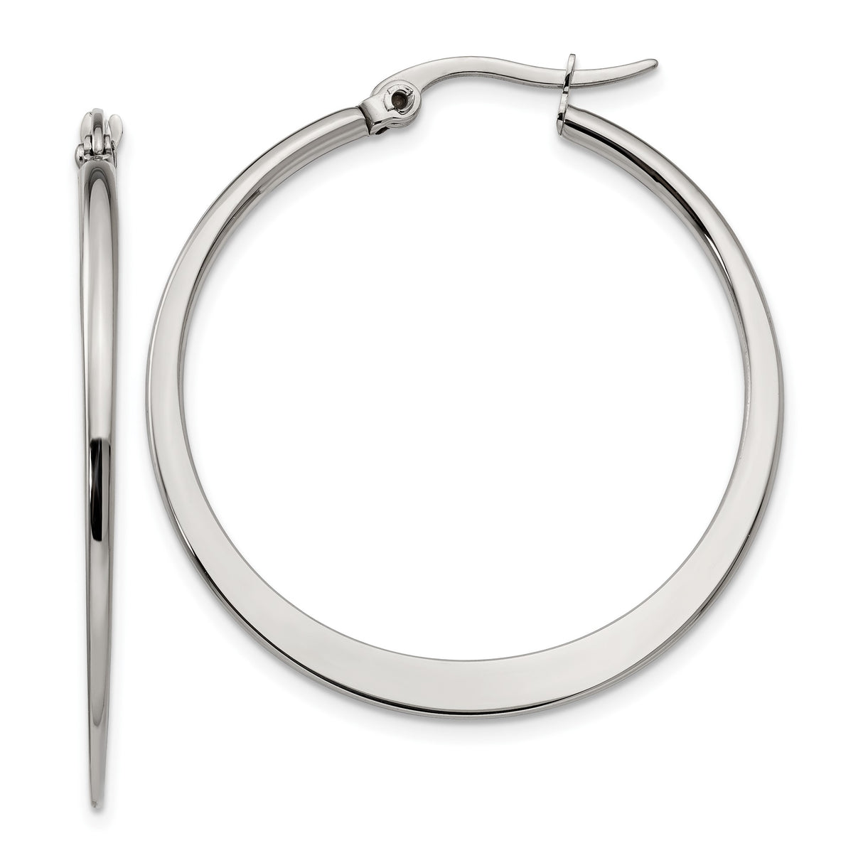 Stainless Steel Hoop Earrings, Classic Round Design with Latch Back Closure, Lightweight Minimalist Style