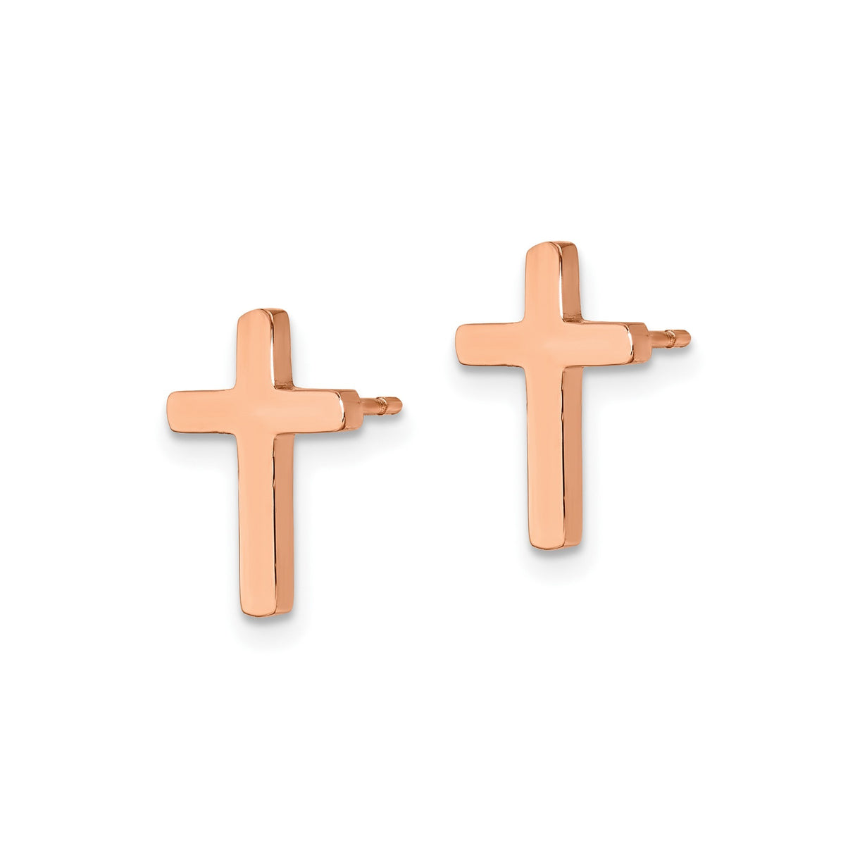 316 Stainless Steel Cross Stud Earrings, Rose Gold Finish, Minimalist Religious Design