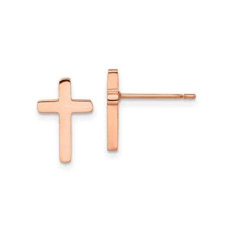 316 Stainless Steel Cross Stud Earrings, Rose Gold Finish, Minimalist Religious Design