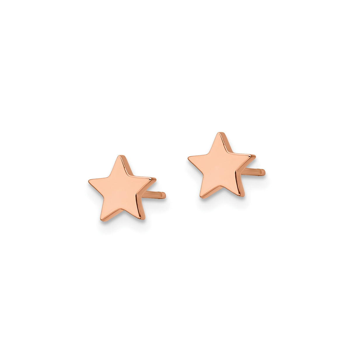 Stainless Steel Star Stud Earrings, Rose Gold Tone, Minimalist Five-Point Design for Women