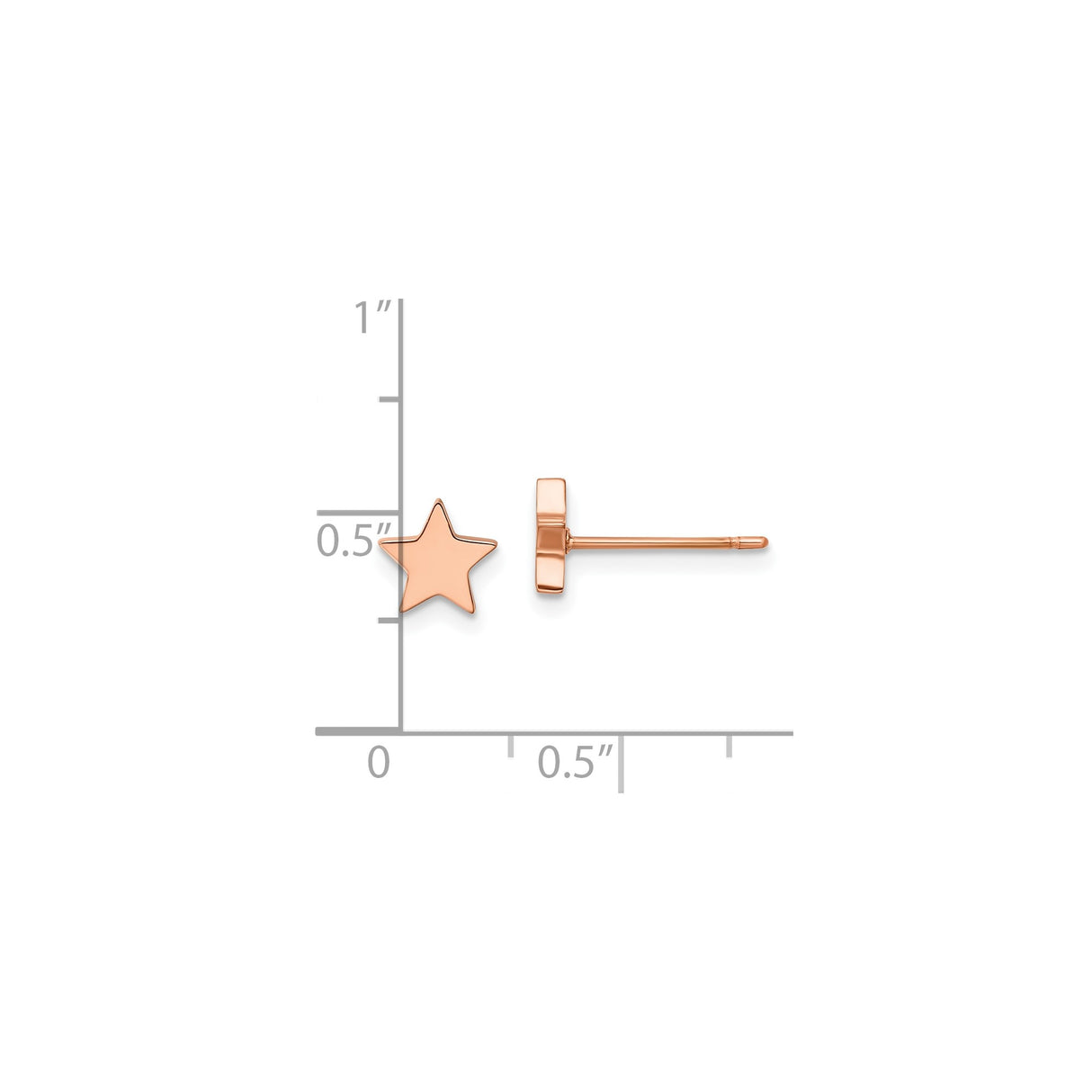 Stainless Steel Star Stud Earrings, Rose Gold Tone, Minimalist Five-Point Design for Women