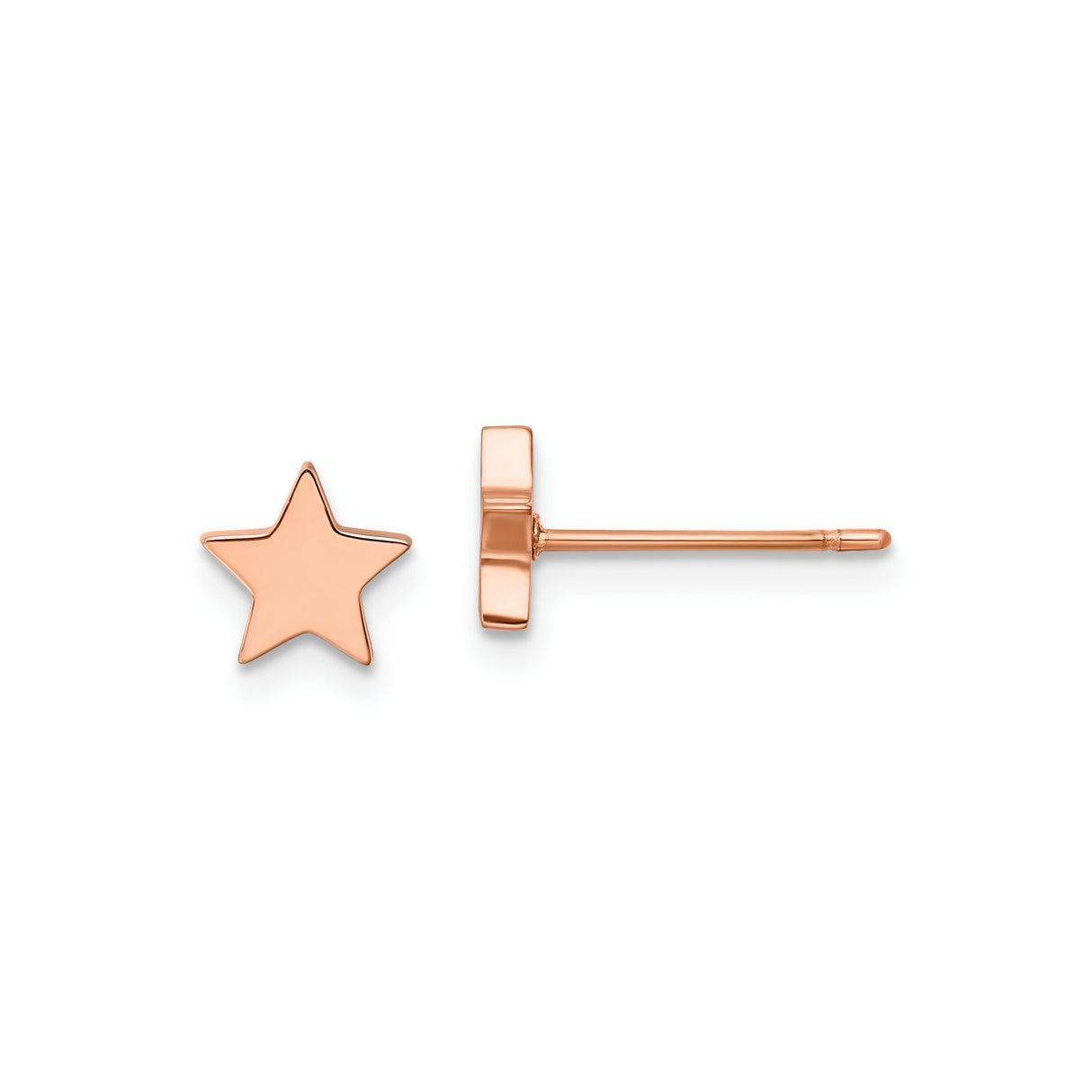 Stainless Steel Star Stud Earrings, Rose Gold Tone, Minimalist Five-Point Design for Women