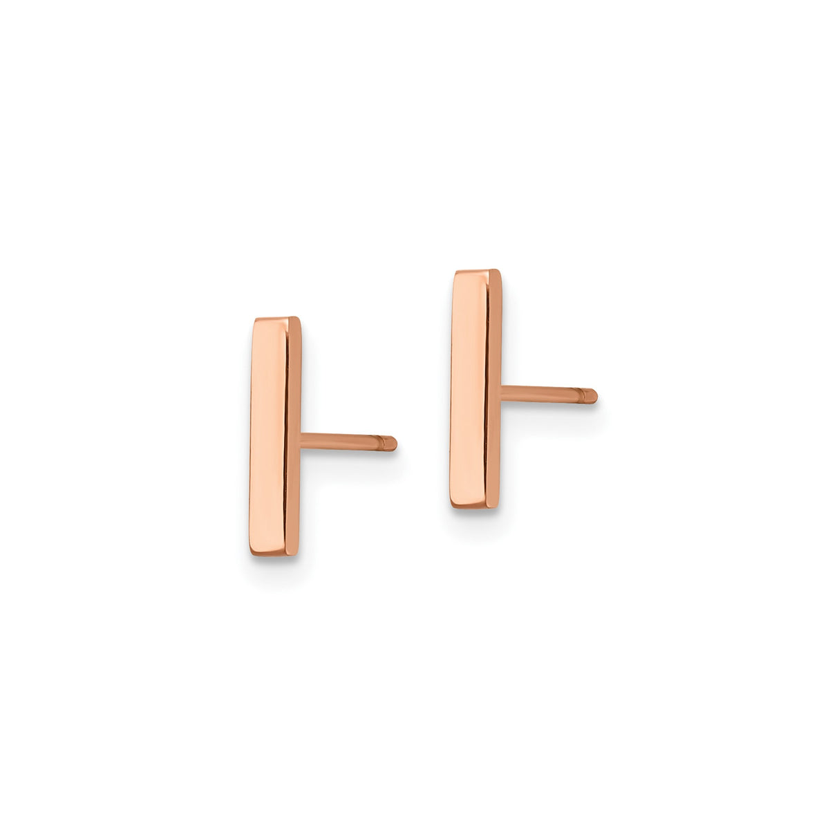 Stainless Steel Bar Stud Earrings, Rose Gold-Tone, Minimalist Linear Design for Women