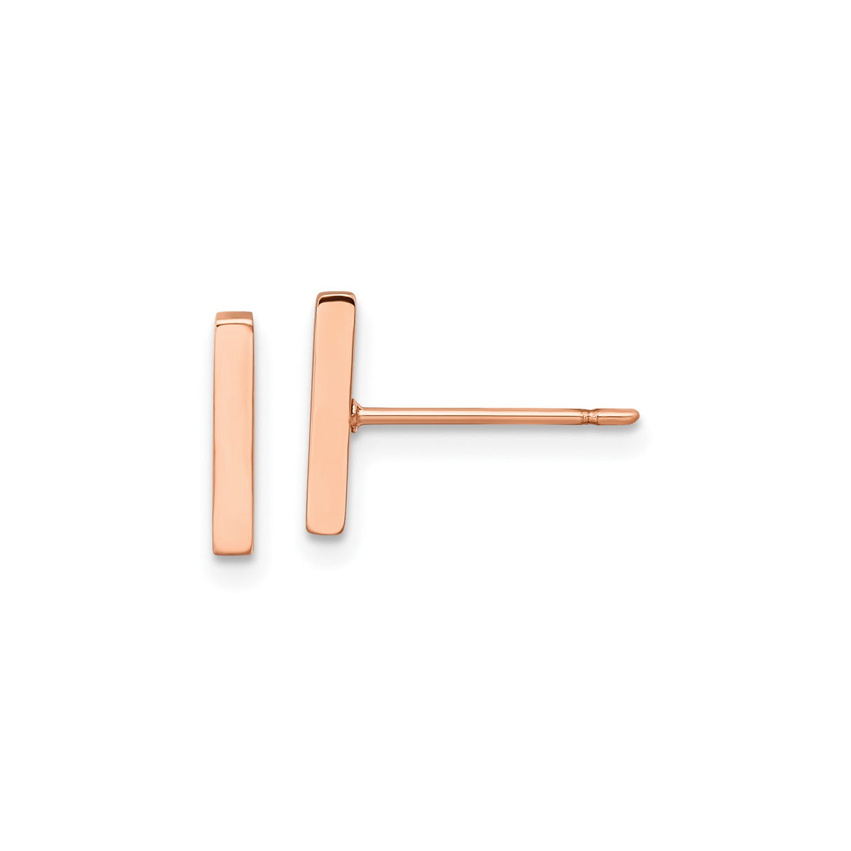 Stainless Steel Bar Stud Earrings, Rose Gold-Tone, Minimalist Linear Design for Women