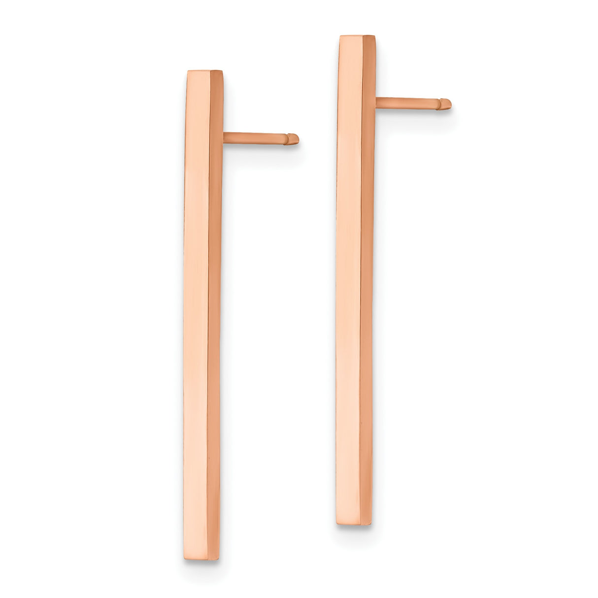 Stainless Steel Bar Stud Earrings, Minimalist Rose Gold Tone, Modern Linear Design