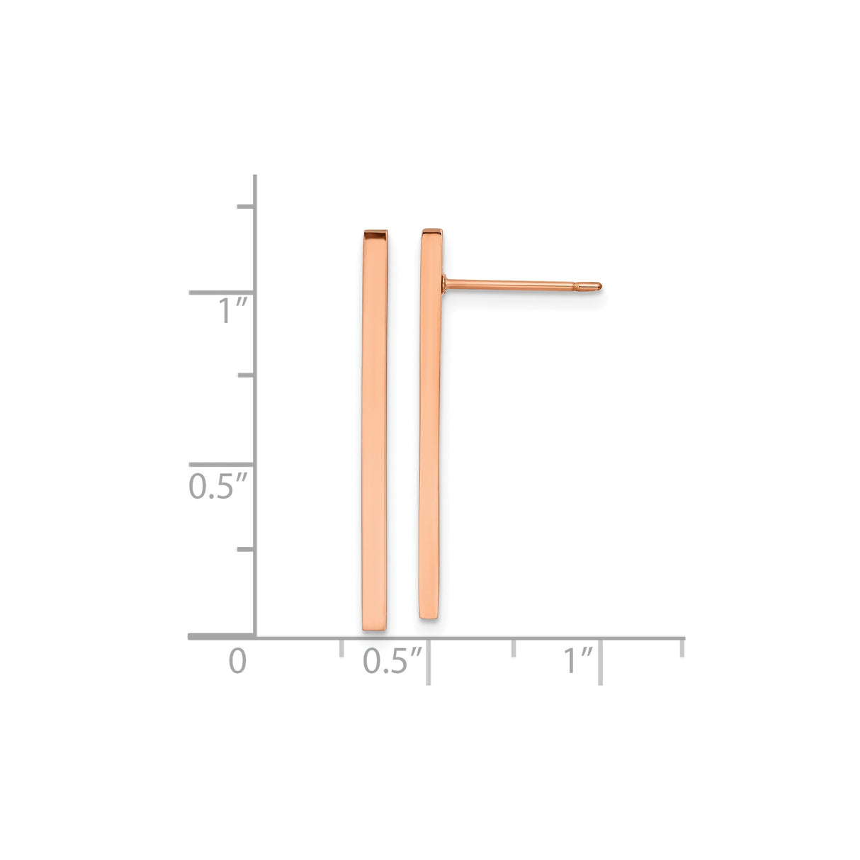 Stainless Steel Bar Stud Earrings, Minimalist Rose Gold Tone, Modern Linear Design