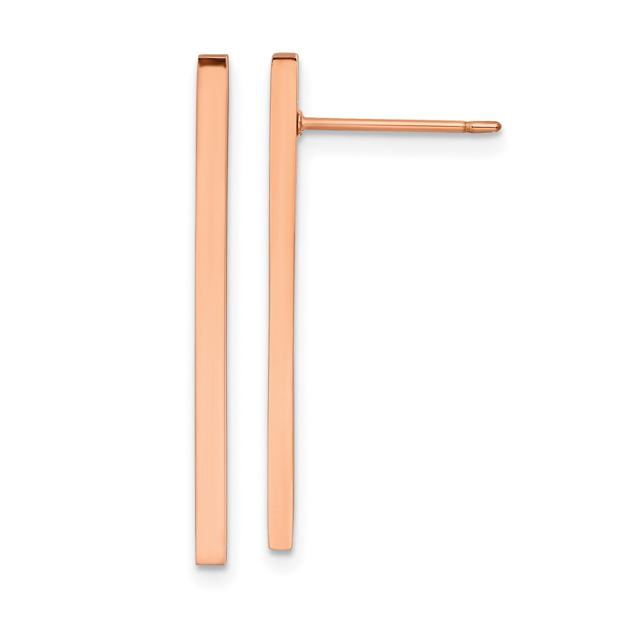 Stainless Steel Bar Stud Earrings, Minimalist Rose Gold Tone, Modern Linear Design