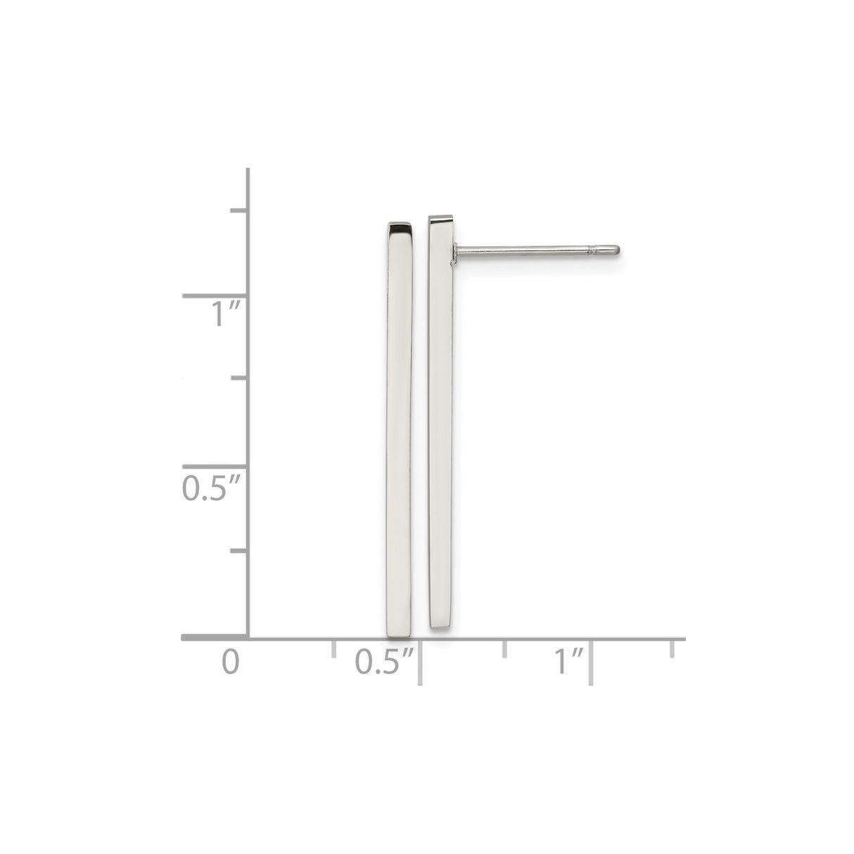 316 Stainless Steel Bar Stud Earrings, Vertical Polished Geometric Design for Women