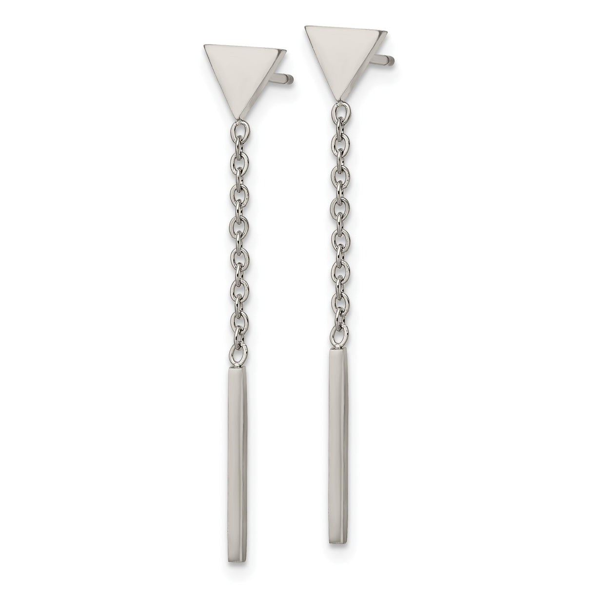 316 Stainless Steel Drop Earrings with Triangle Stud and Vertical Bar, Geometric Minimalist Style