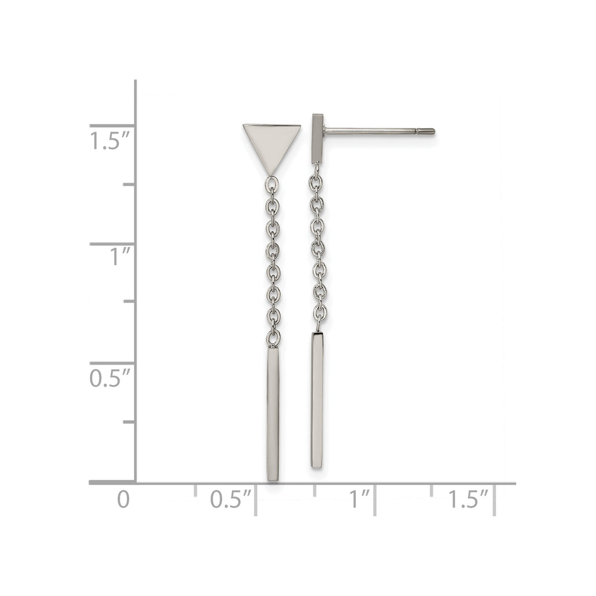 316 Stainless Steel Drop Earrings with Triangle Stud and Vertical Bar, Geometric Minimalist Style