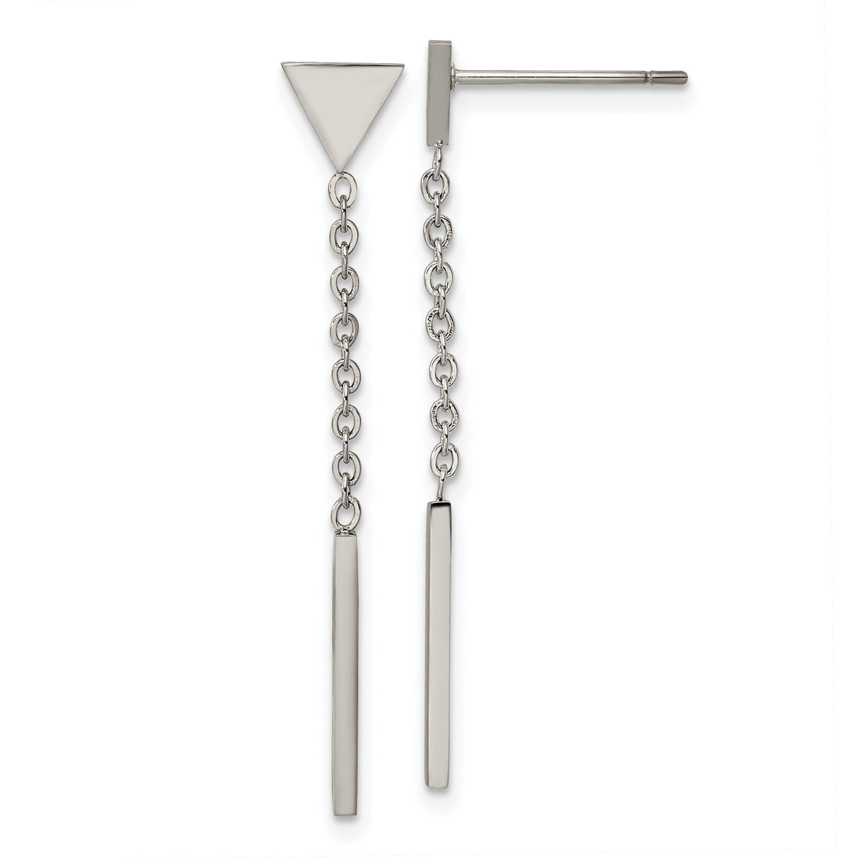 316 Stainless Steel Drop Earrings with Triangle Stud and Vertical Bar, Geometric Minimalist Style