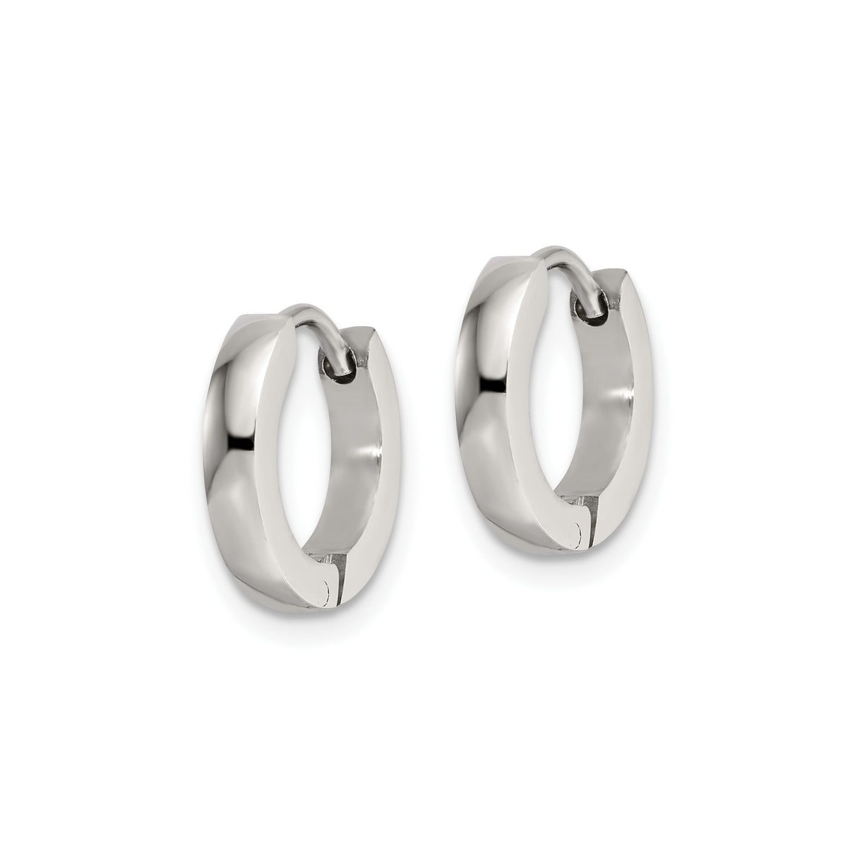 Stainless Steel Hoop Earrings with Hinged Closure, Polished Minimalist Huggie Style