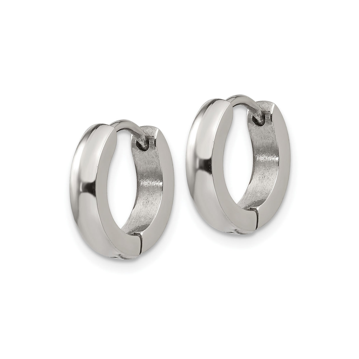 Stainless Steel Huggie Hoop Earrings, Polished Minimalist Design, Hinged Clasp, Unisex