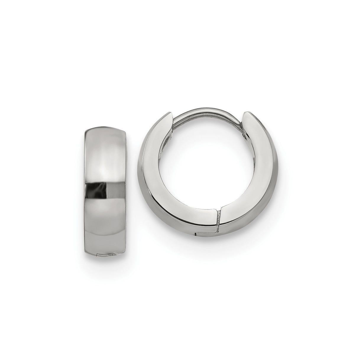 Stainless Steel Hoop Earrings, Polished Minimalist Hinged Design for Men and Unisex Wear