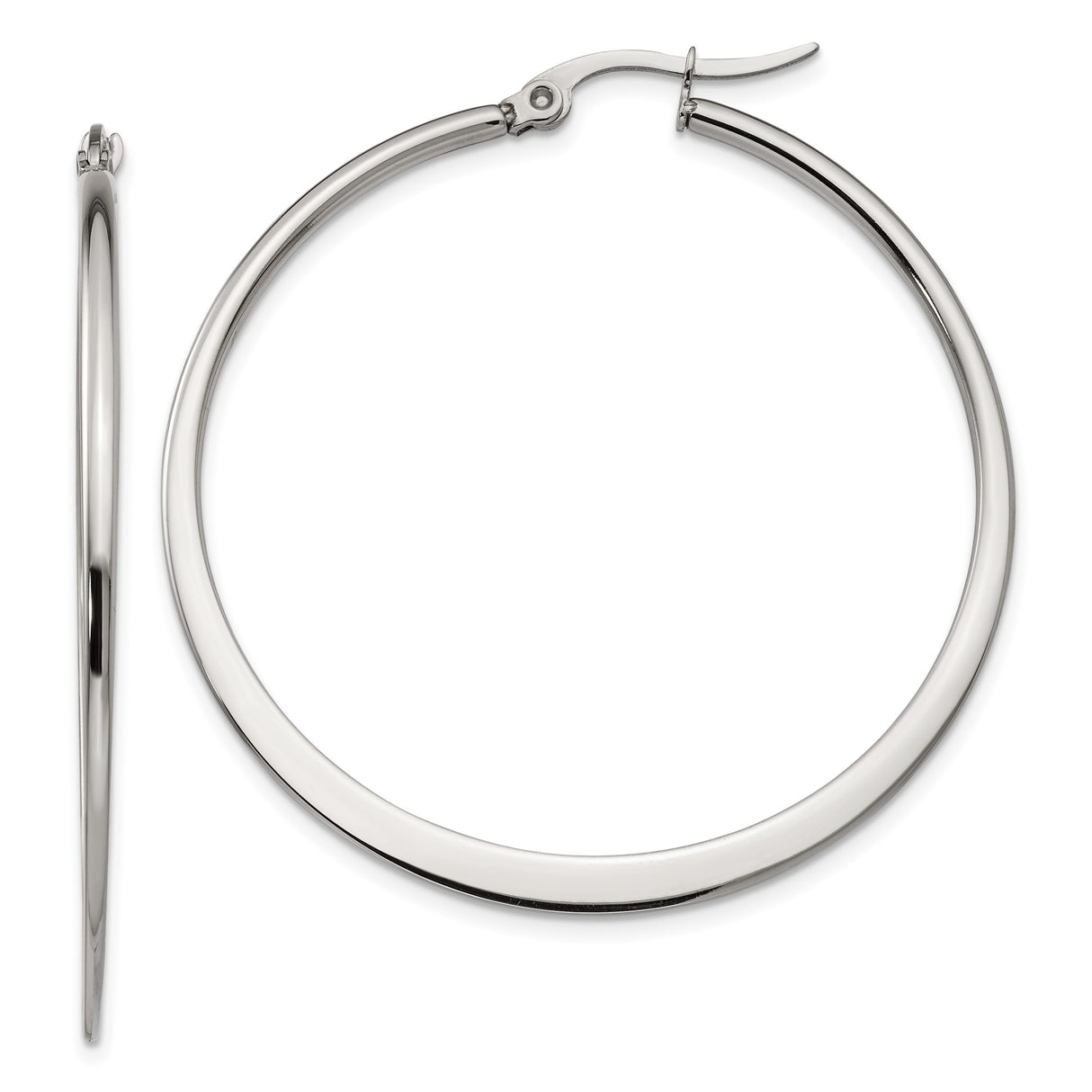 Stainless Steel Hoop Earrings, Lightweight Polished Minimalist Design, Hypoallergenic Jewelry