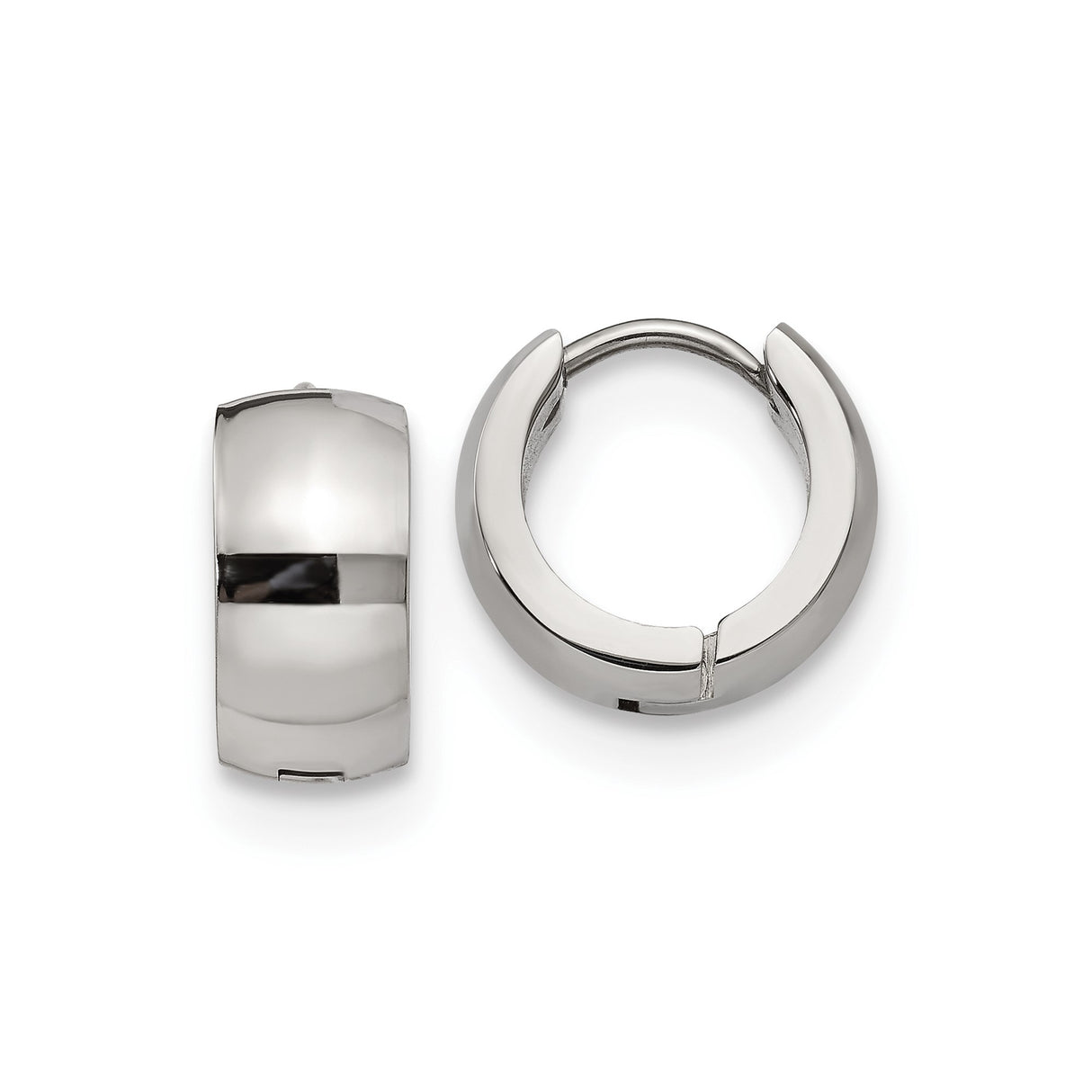316 Stainless Steel Huggie Hoop Earrings, 6mm Minimalist Design, Hinged Closure, Mirror Finish
